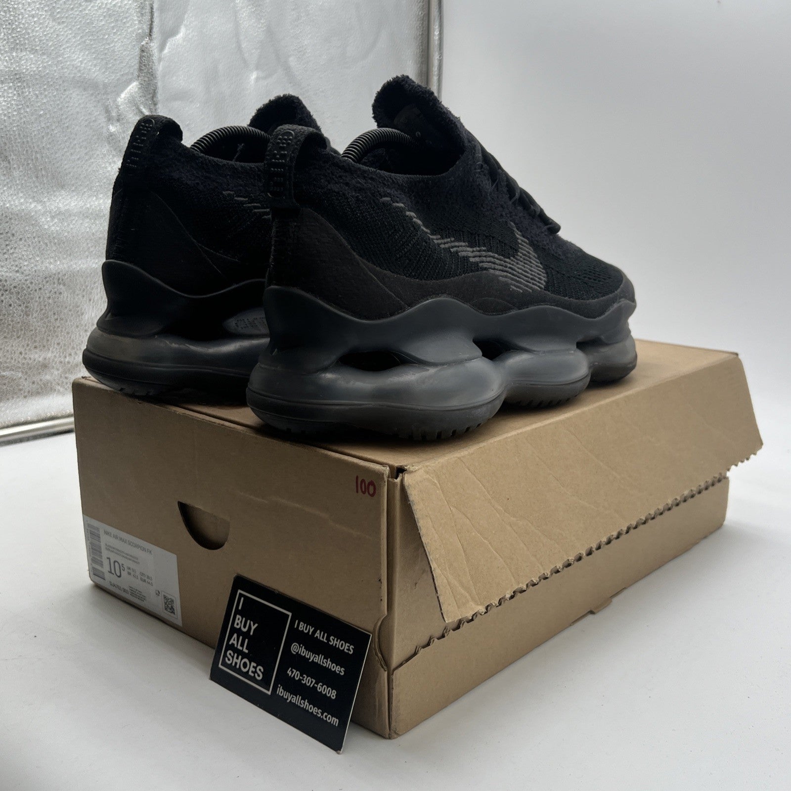 Size 10.5 - Nike Air Max Scorpion Flyknit Triple Black (DJ4701-003)