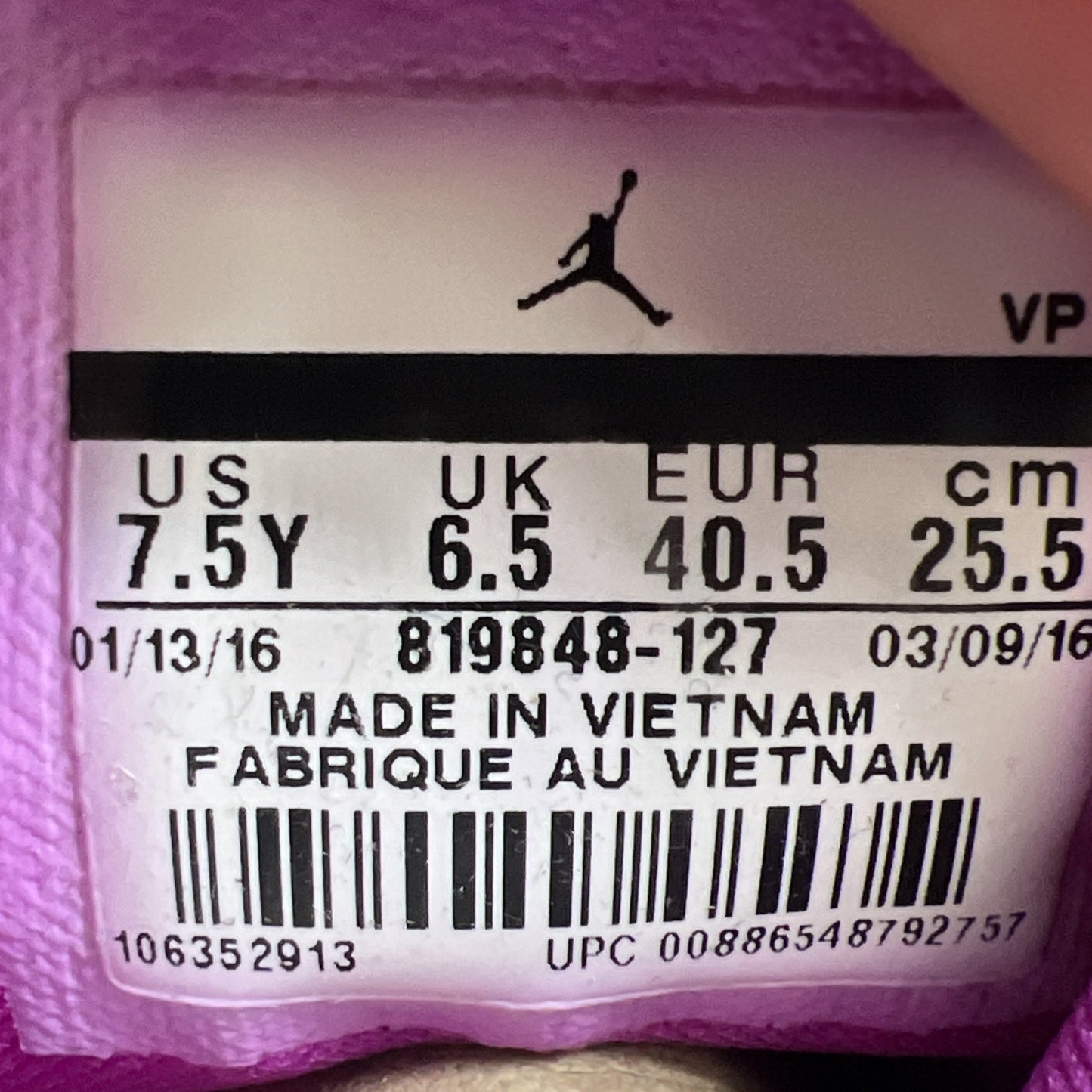 Size 7.5 - Air Jordan Horizon GG Sail/Hyper Youth Basketball Shoes (819848-127)