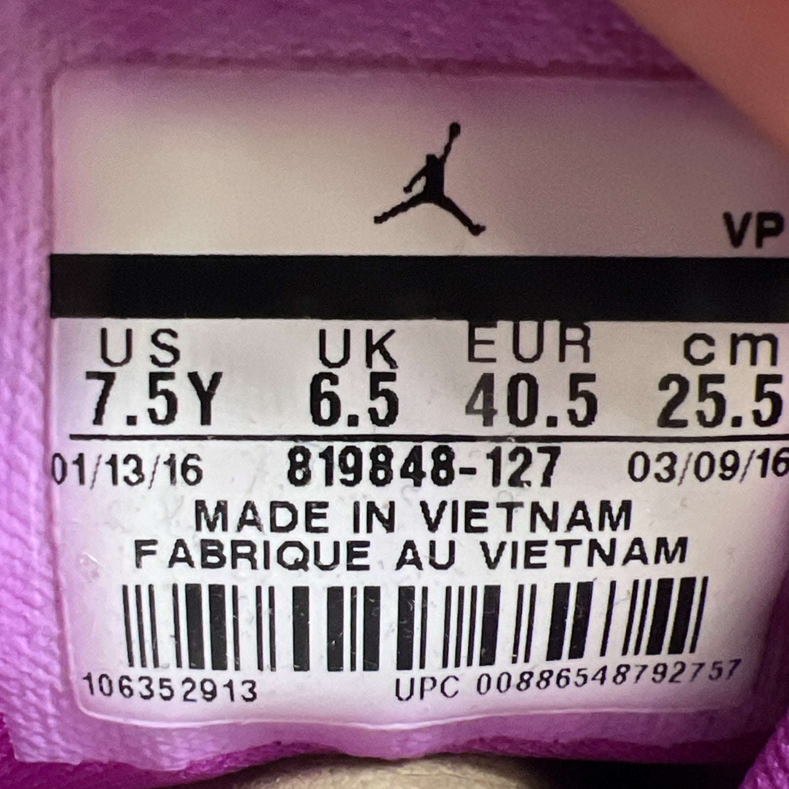 Size 7.5 - Air Jordan Horizon GG Sail/Hyper Youth Basketball Shoes (819848-127)