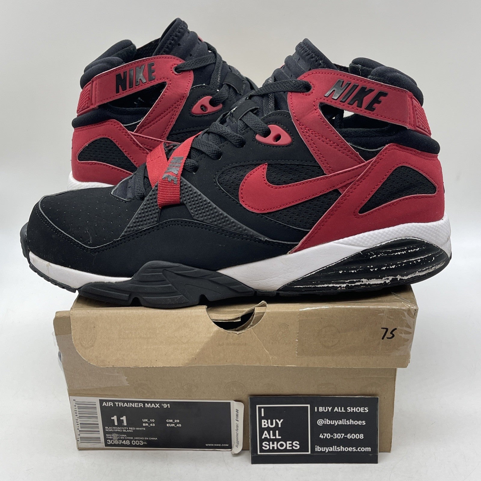 Size 11 - Nike Air Trainer Max 91 Black Varsity Red (309748-003)