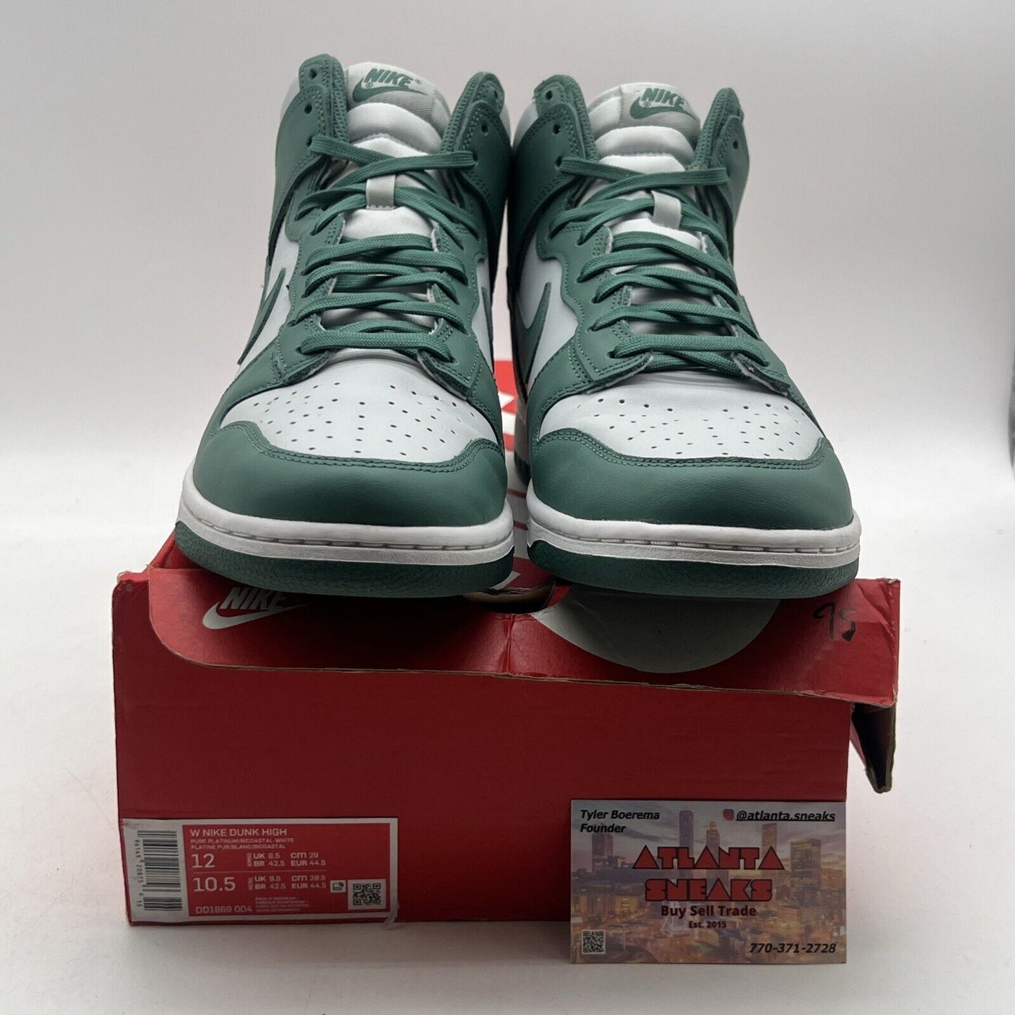 Size 12 - Nike Dunk High Bicoastal W Grey Green Leather White (DD1869-004)