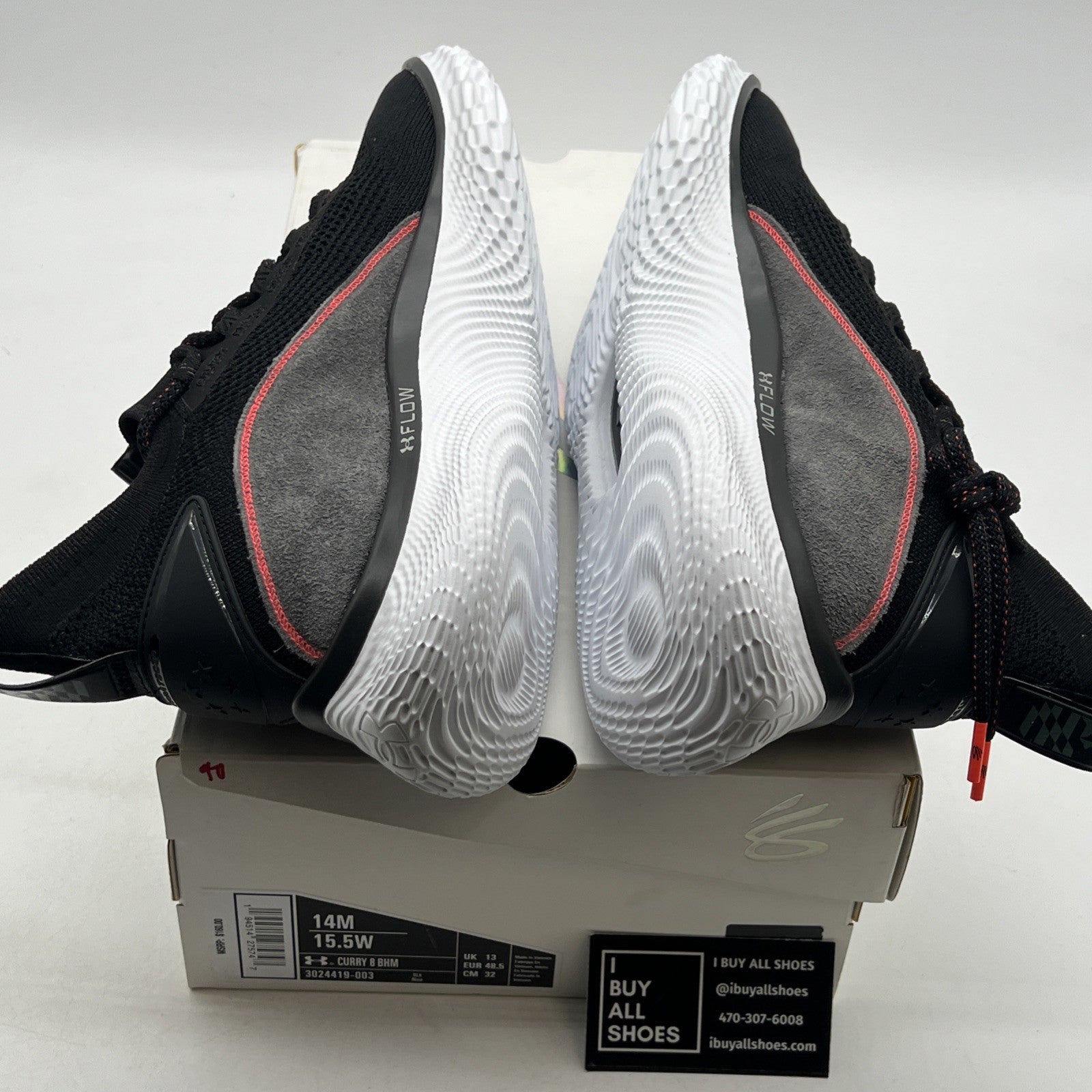 Size 14 -Under Armour Stephen Curry 8 Beautiful Flow BHM Black Red (3024419-003)