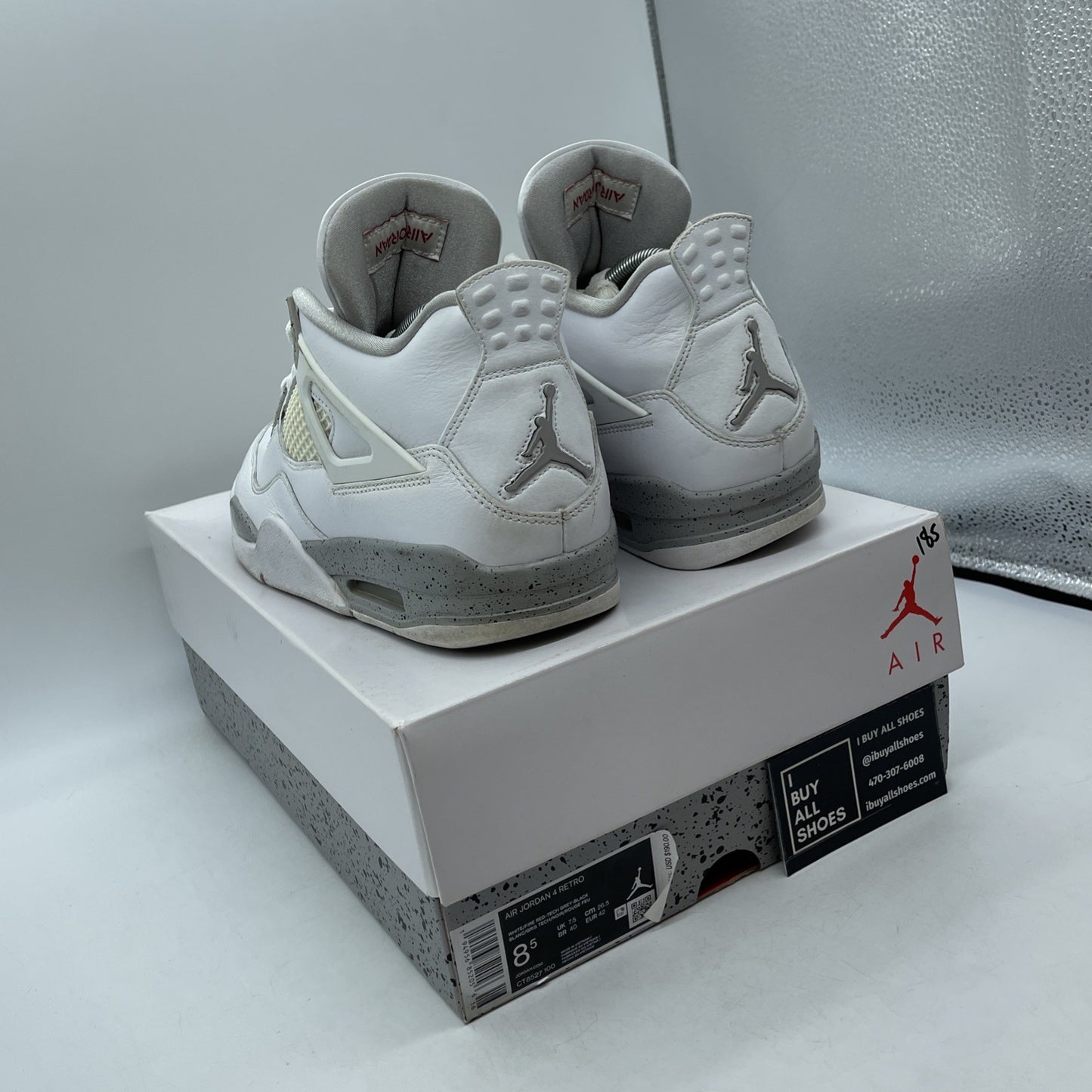 Size 8.5 - Jordan 4 Retro Mid White Oreo Grey Leather (CT8527-100)