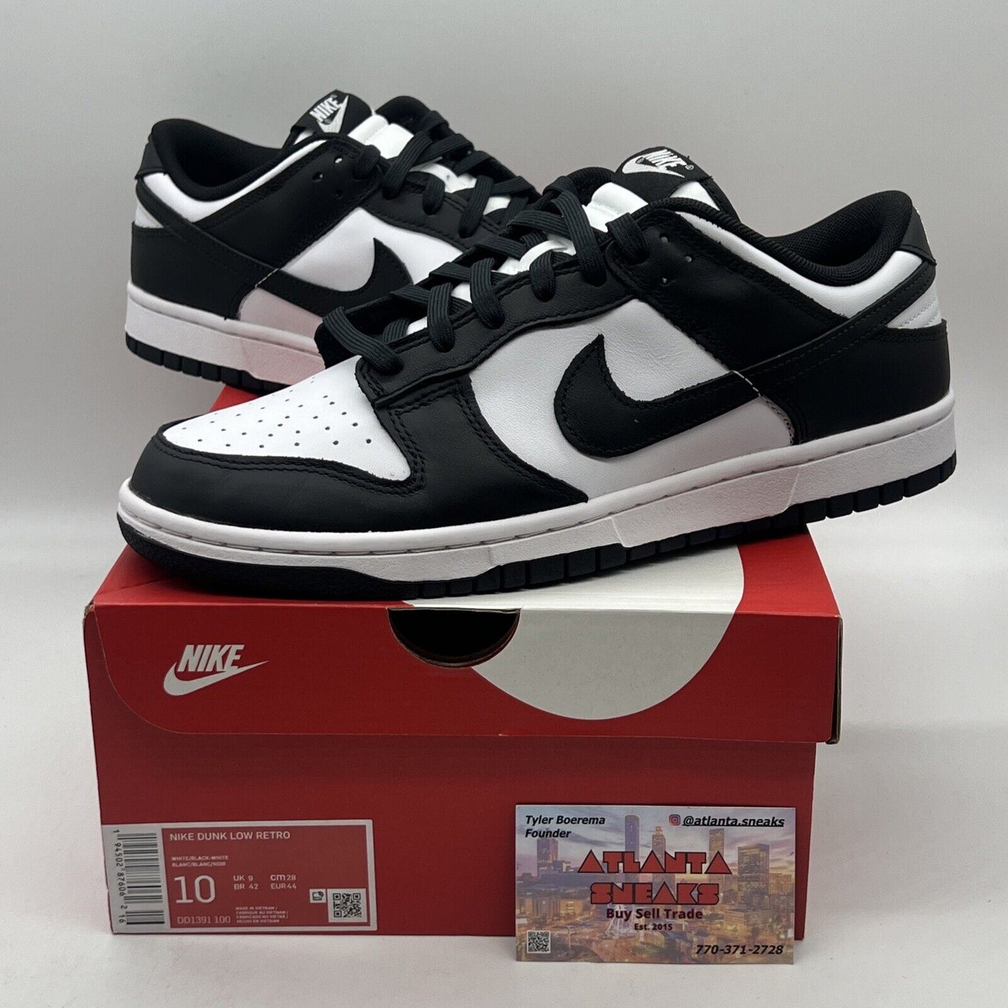 Size 10 - Nike Dunk Low Black White Brand New Og All