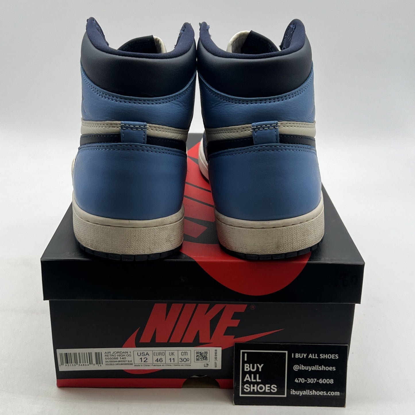 Size 12 - Air Jordan 1 Retro OG High Obsidian UNC 2019 (555088-140)