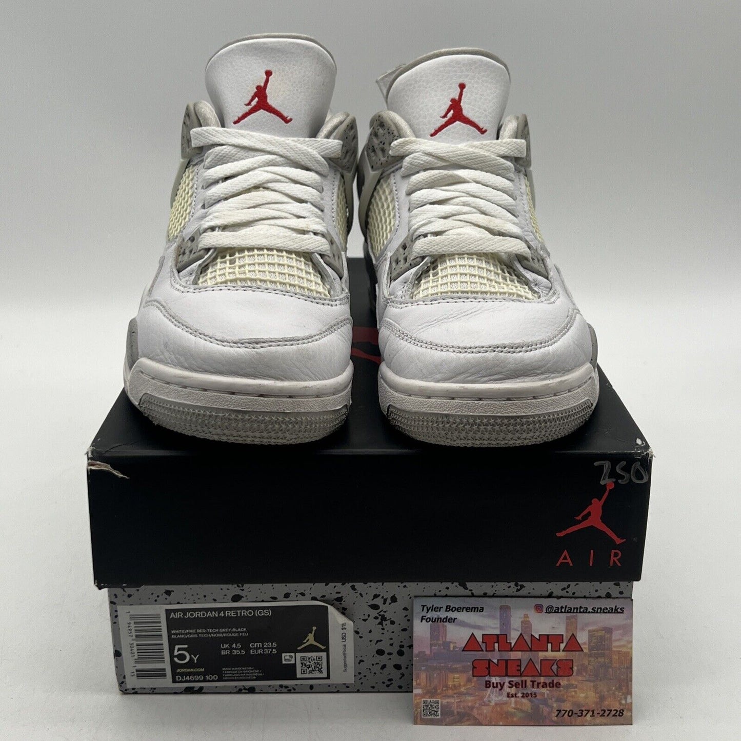 Size 5Y - Jordan 4 Retro Mid White Oreo Red Leather (DJ4699-100)