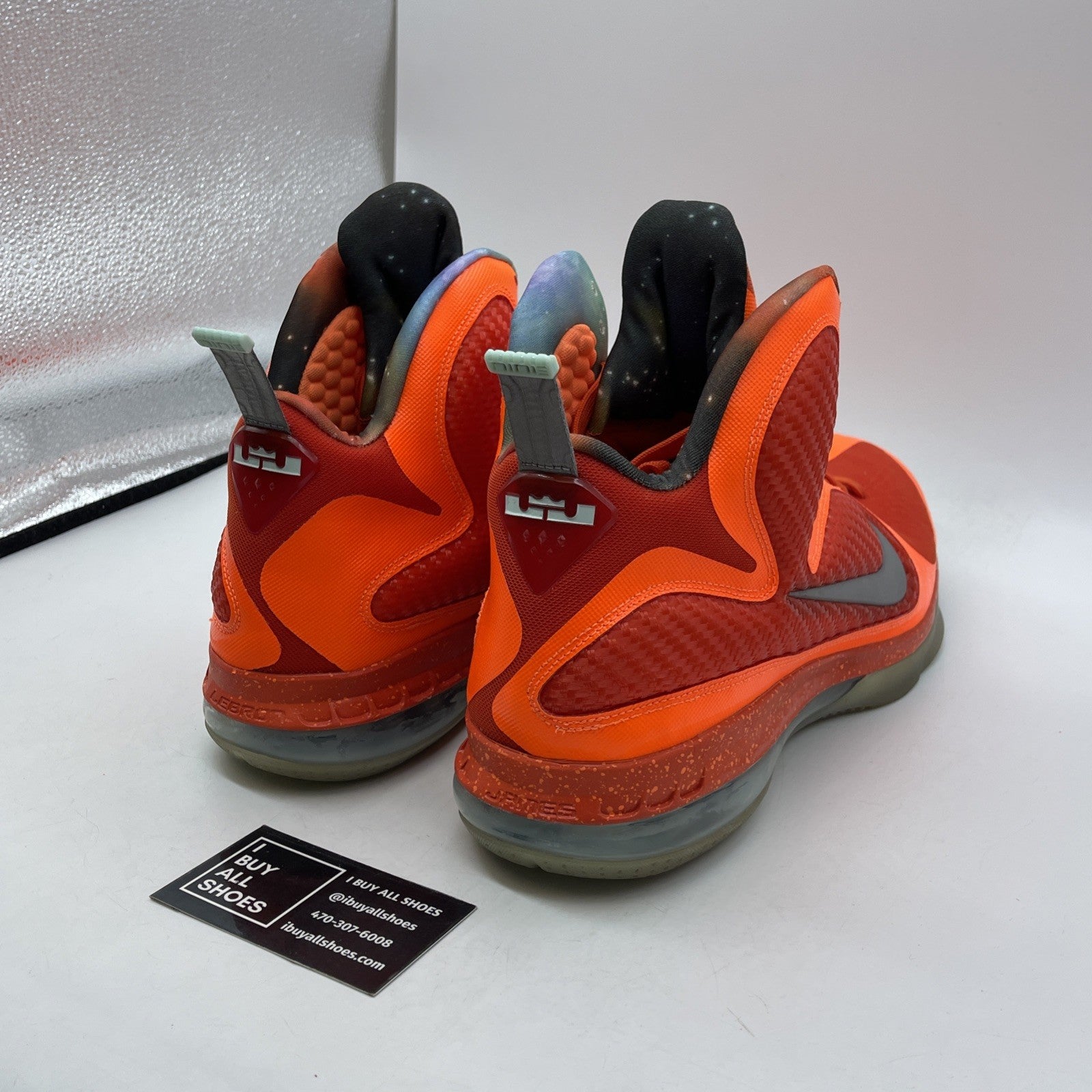 Size 13 - Nike LeBron 9 AS 2012 Big Bang Grey Orange Leather (520811-800)