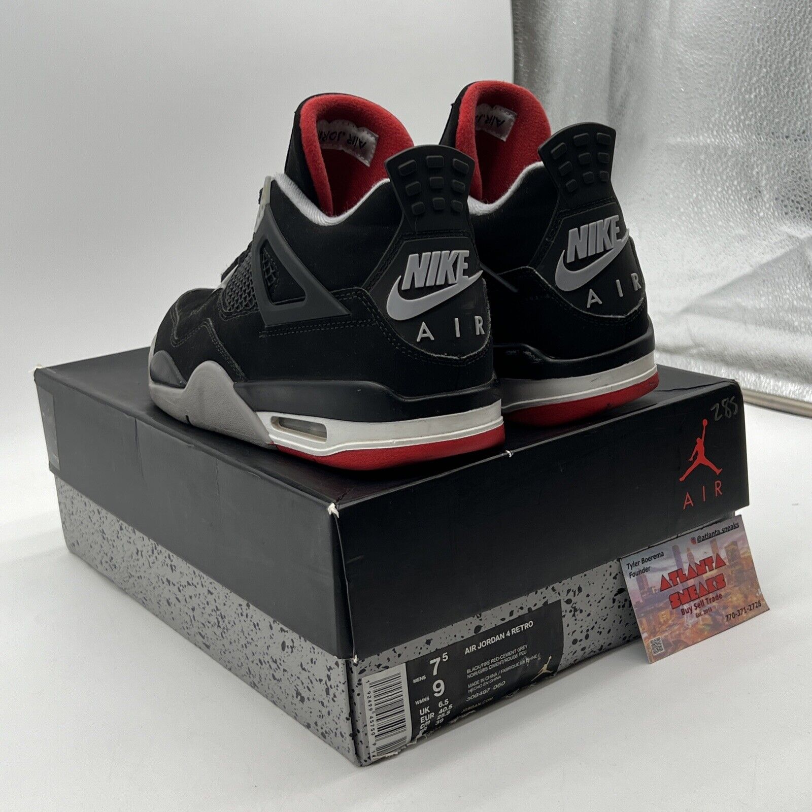 Size 7.5 - Jordan 4 Retro OG Mid Bred 2019 Grey Red Black Suede (308497-060)