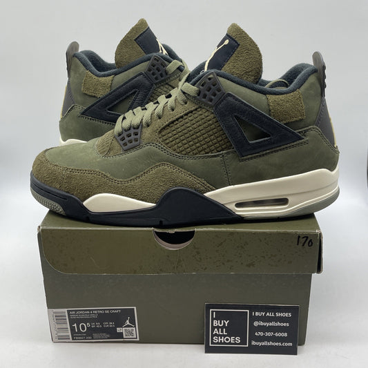 Size 10.5 - Jordan 4 SE Retro Low Craft Olive Black Suede Leather (FB9927-200)