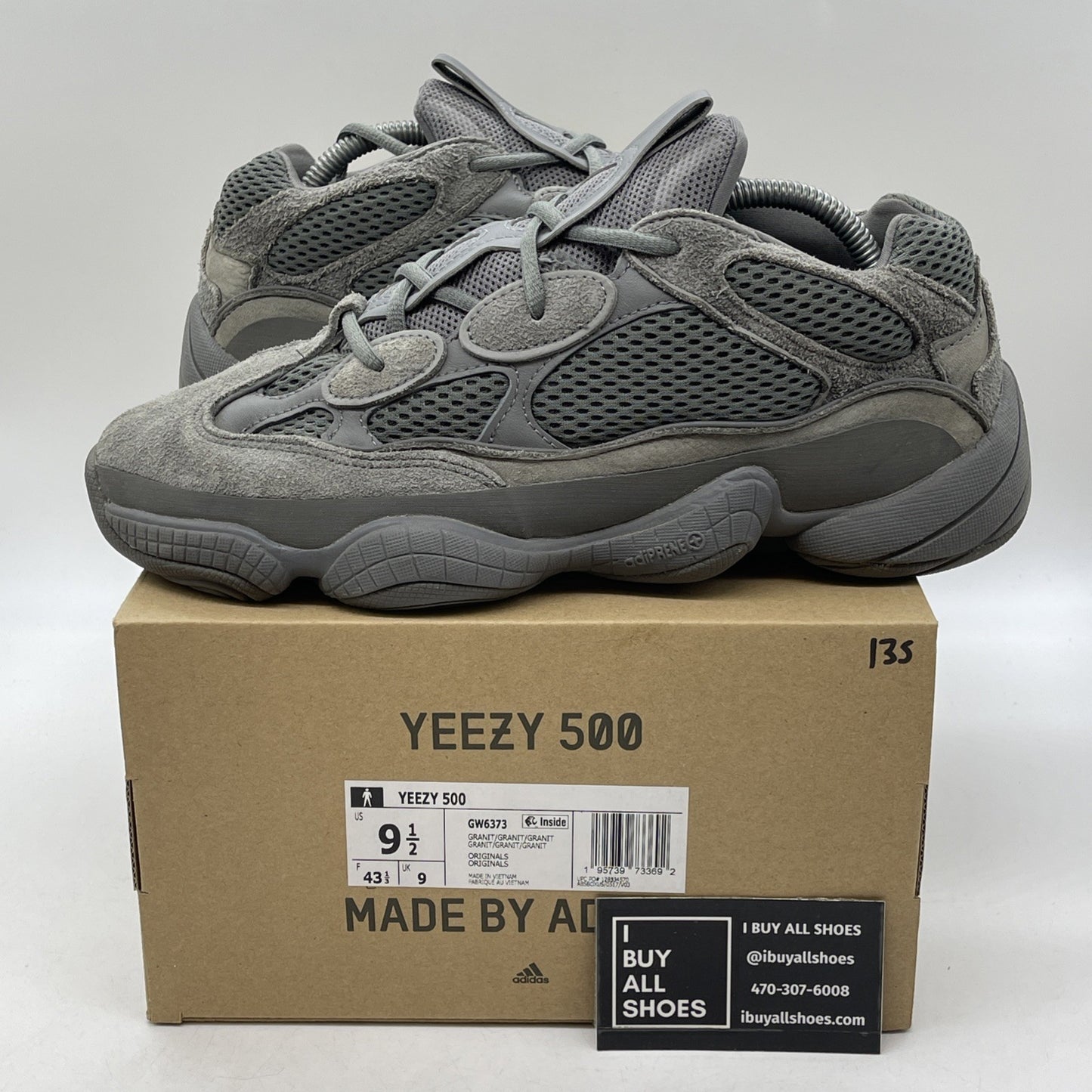 Size 9.5 - adidas Yeezy 500 Granite 2022 Grey Suede Leather (GW6373)