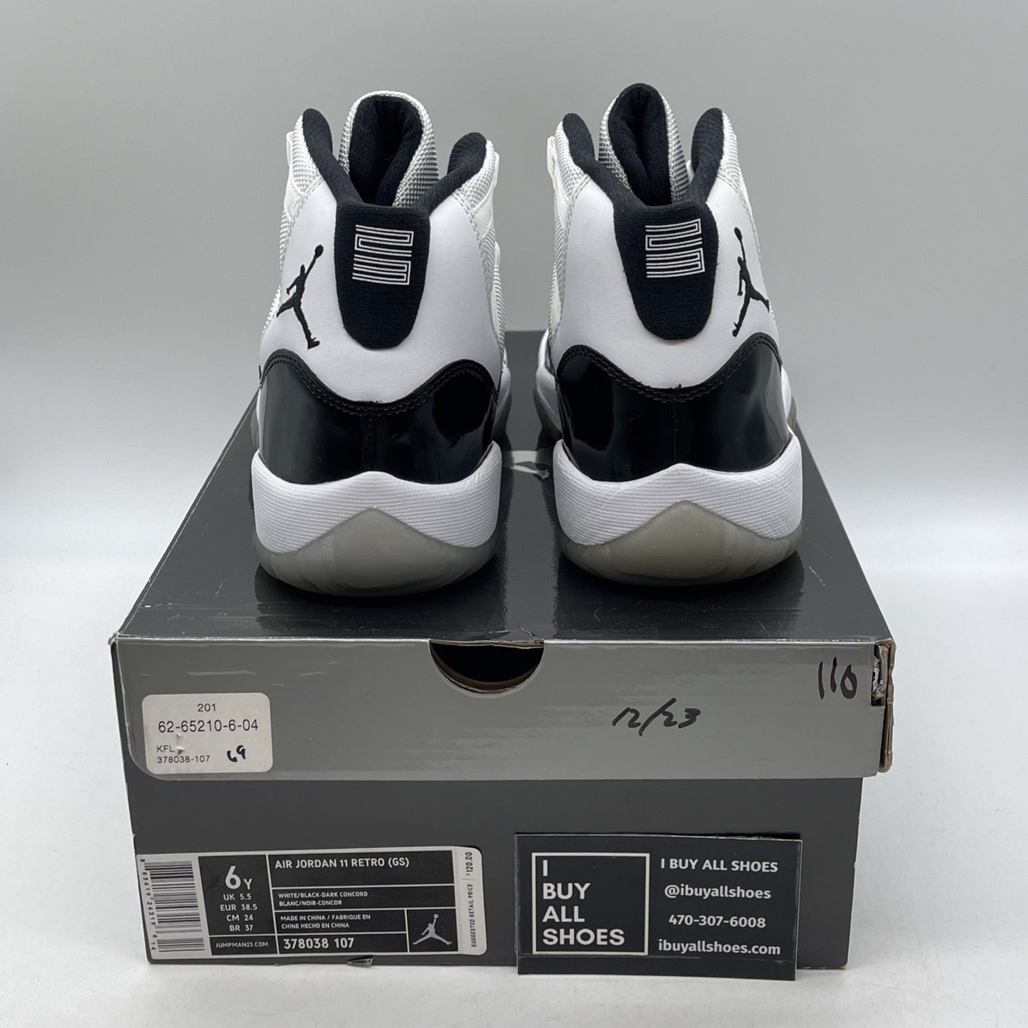 Size 6Y - Jordan 11 Retro Concord Black White Leather (378038-107)