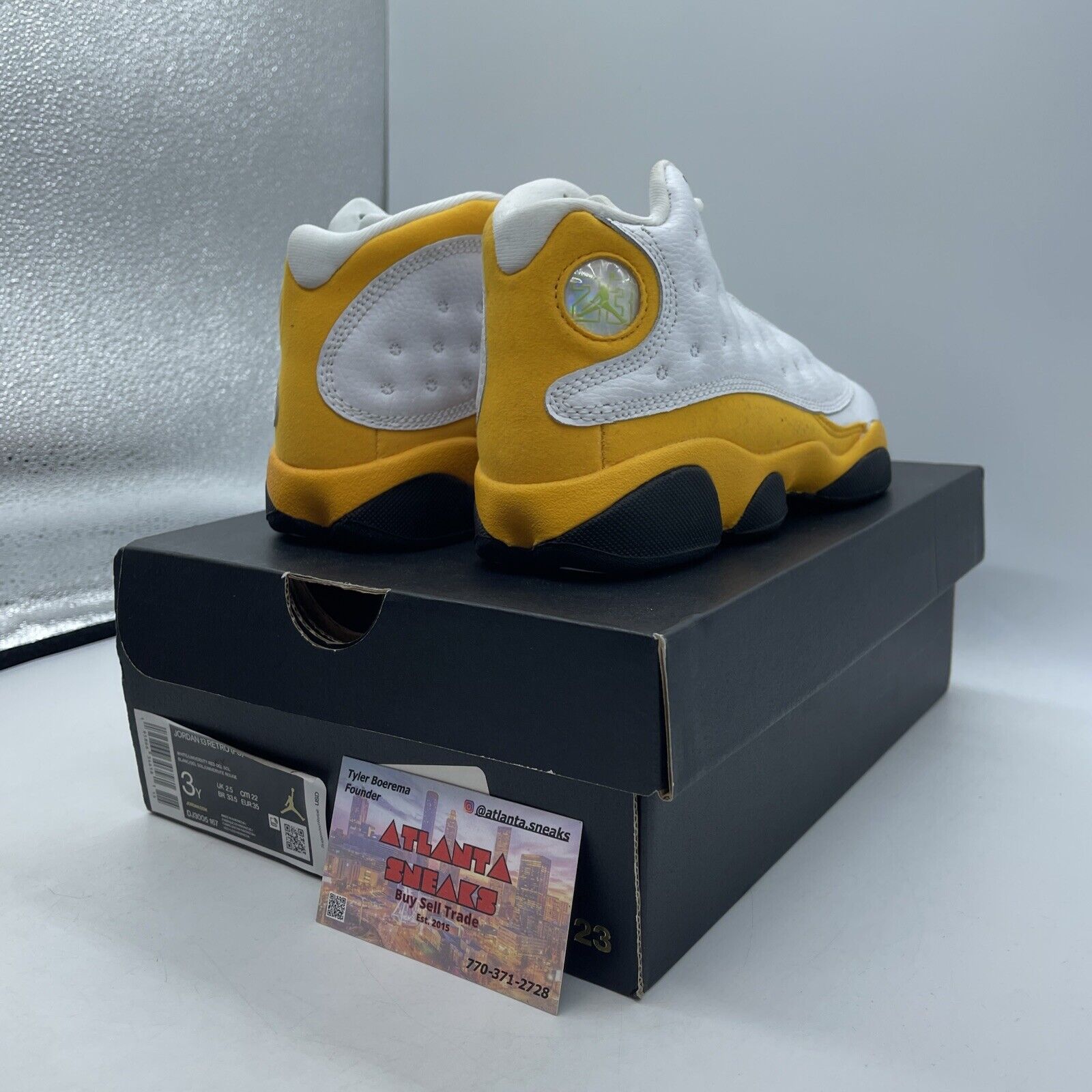 Size 3Y (GS) - Jordan 13 Retro Mid Del Sol Yellow Black White Suede (DJ3005-167)