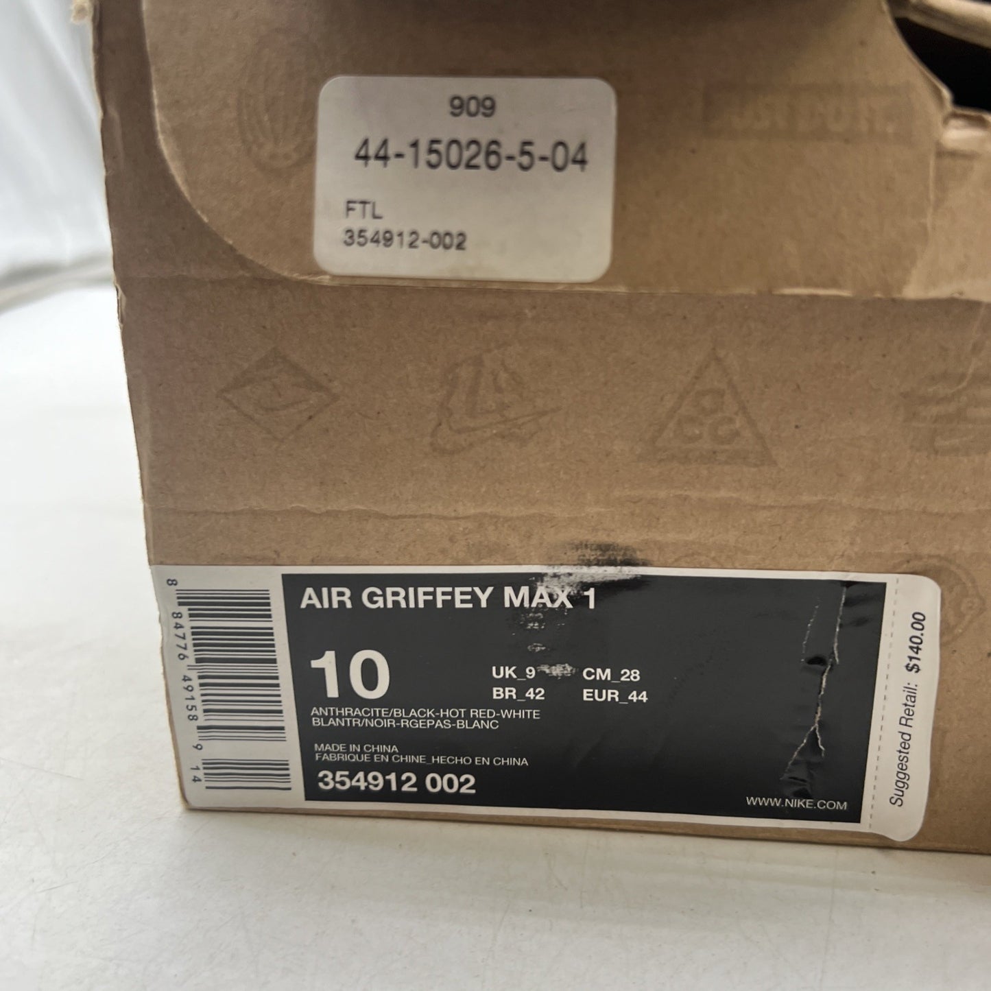 Size 10 - Nike Air Griffey Max 1 Anthracite (354912-002)