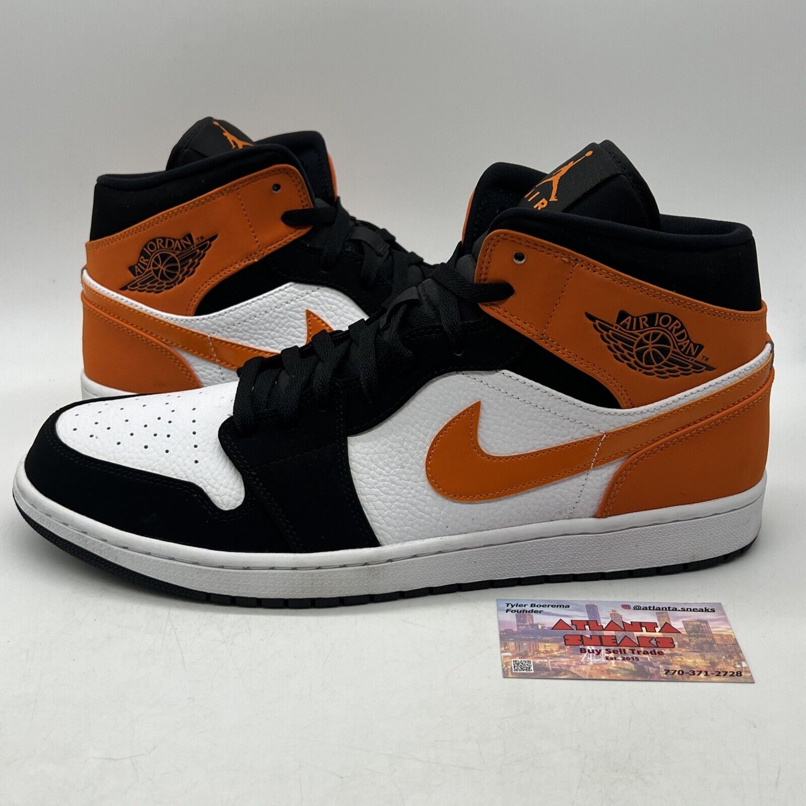 Size 14 - Air Jordan 1 Mid Shattered Backboard Black White Orange (554724-058)