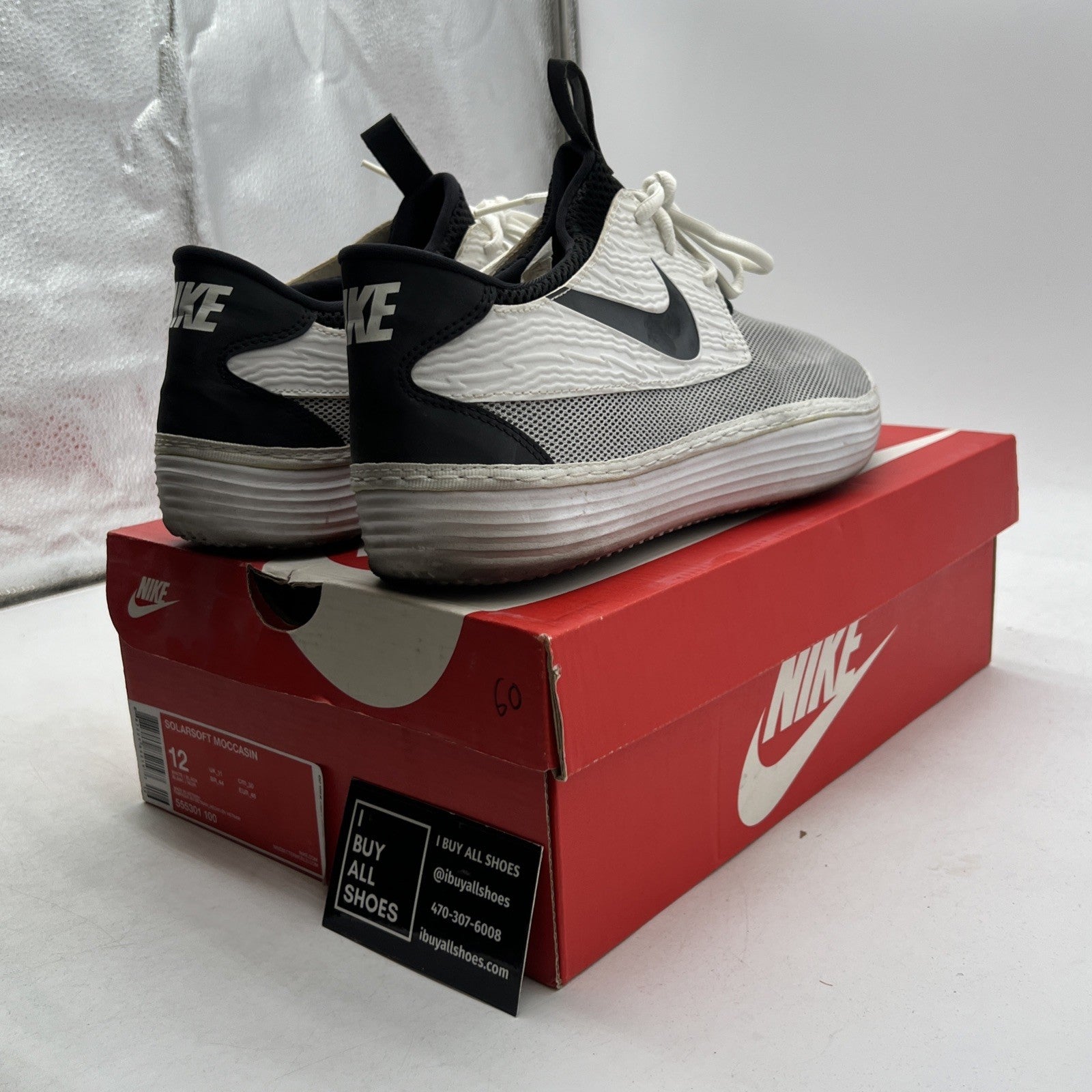Size 12 - Nike Solarsoft Moccasin White (555301-100)