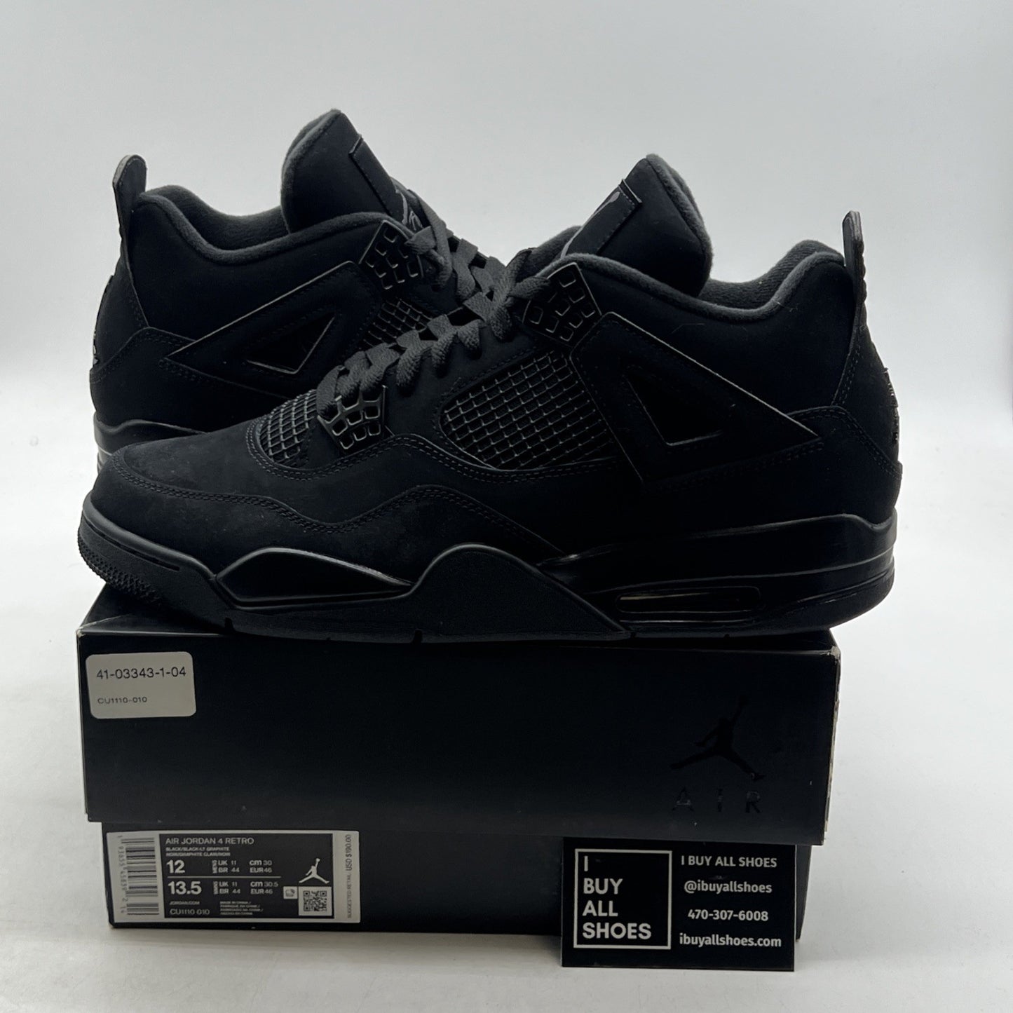 Size 12 - Air Jordan 4 Retro Mid Black Cat (CU1110-010)