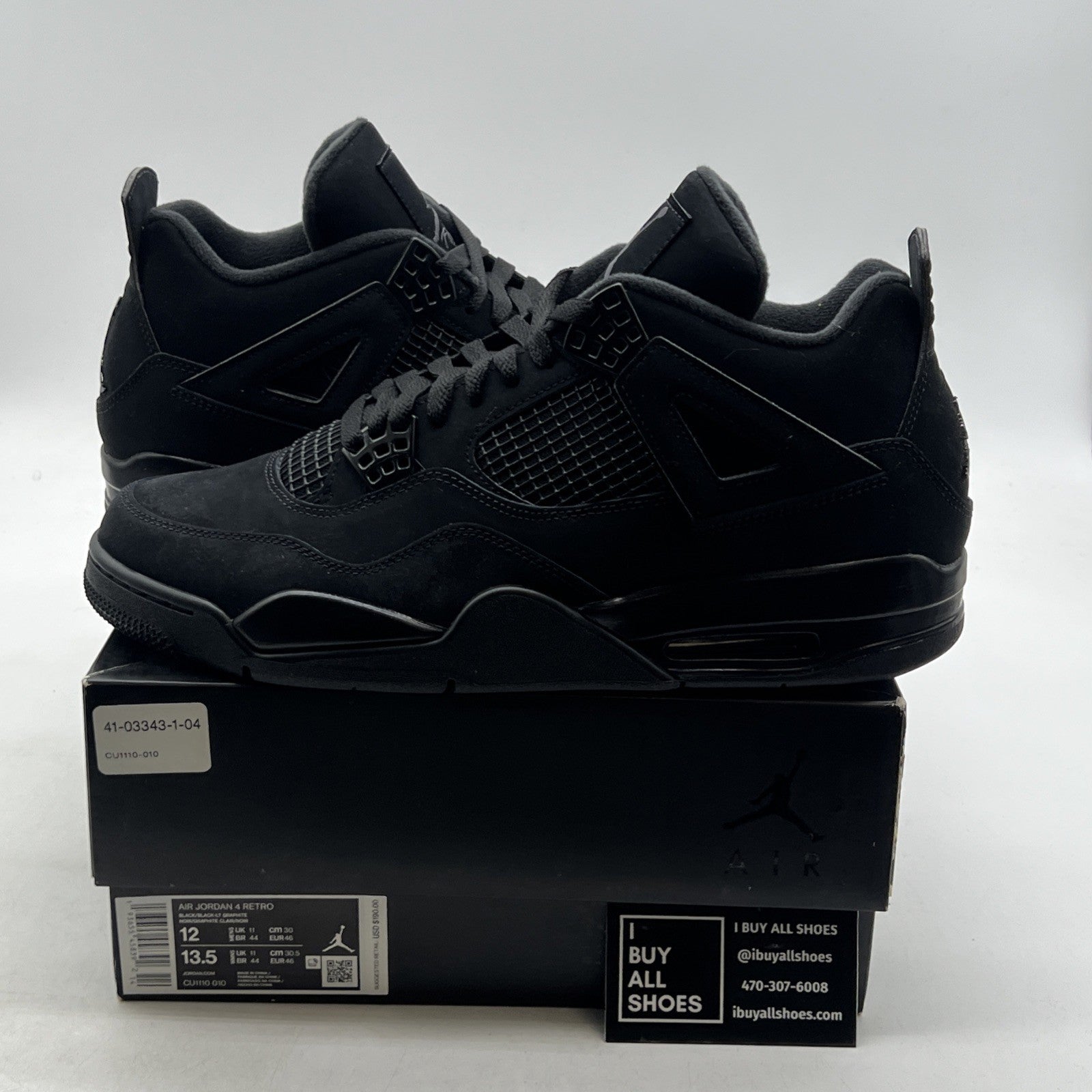 Size 12 - Air Jordan 4 Retro Mid Black Cat (CU1110-010)