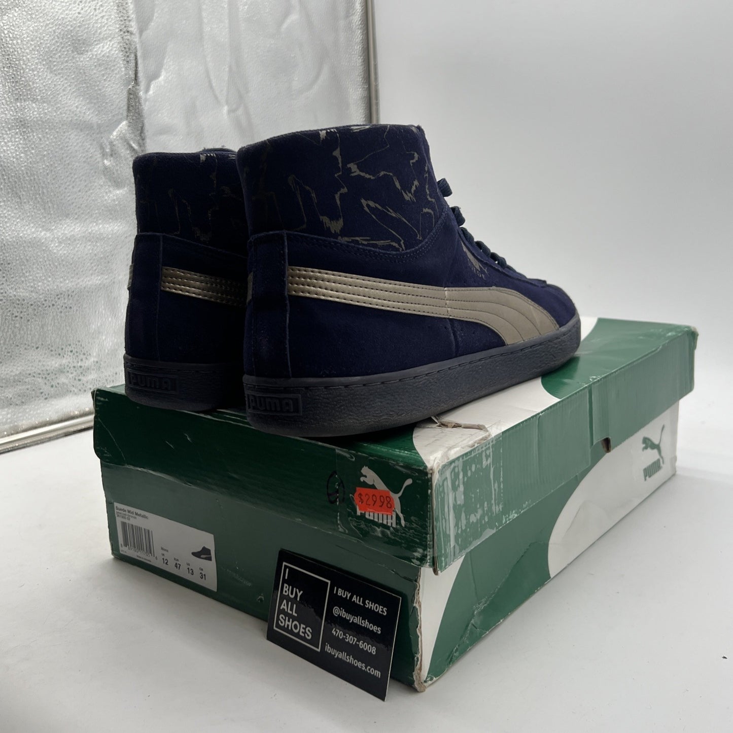 Size 12 - Blue Navy Puma Suede Classic Mid Blue Gum Mid-Top (361505-02)