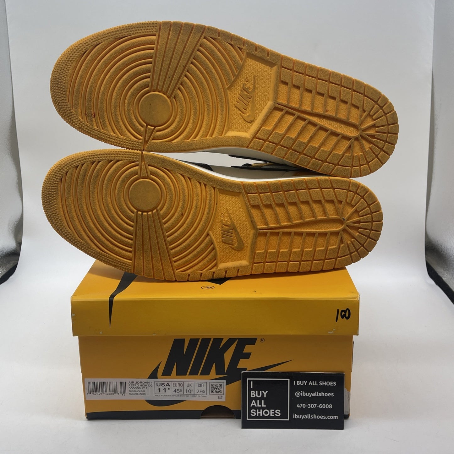 Size 11.5 - Jordan 1 Retro OG High Yellow Toe Black White Leather (555088-711)