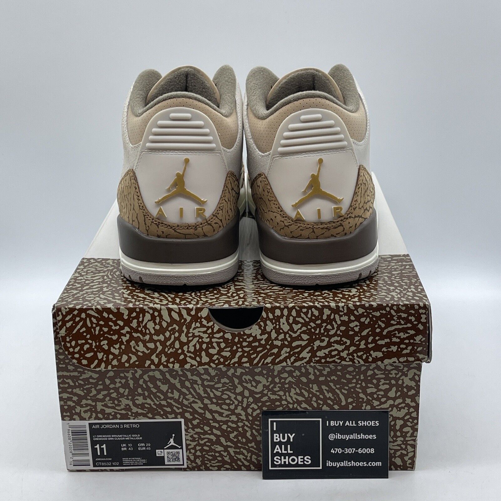 Size 11 - Jordan 3 Retro Low Palomino Brown White Suede Leather (CT8532-102)