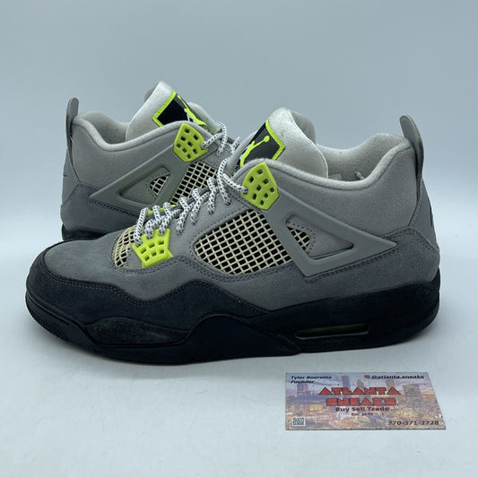 Size 10.5 - Jordan 4 Retro SE Mid Neon 95 Gray Black Suede Leather (CT5342-007)