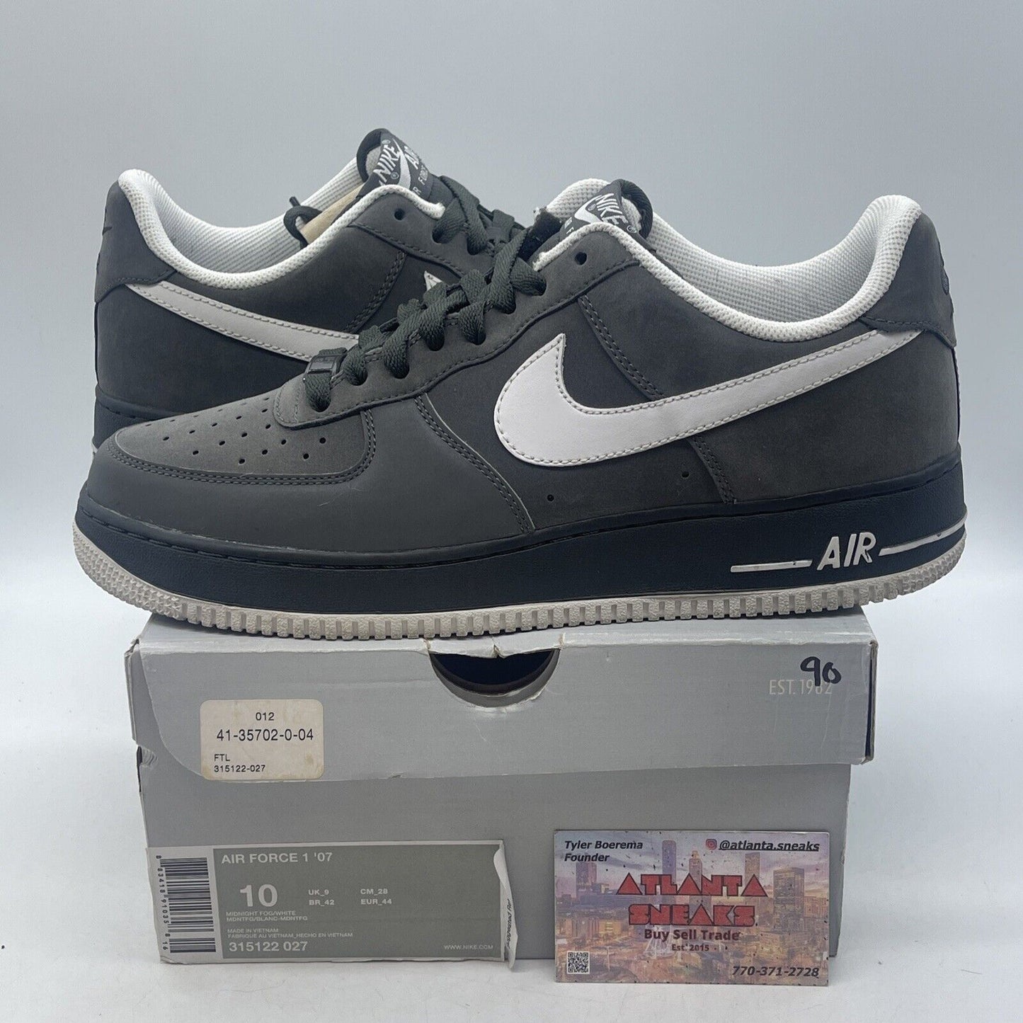 Size 10 - Nike Air Force 1 '07 Midnight Fog Grey Suede Leather (315122-027)