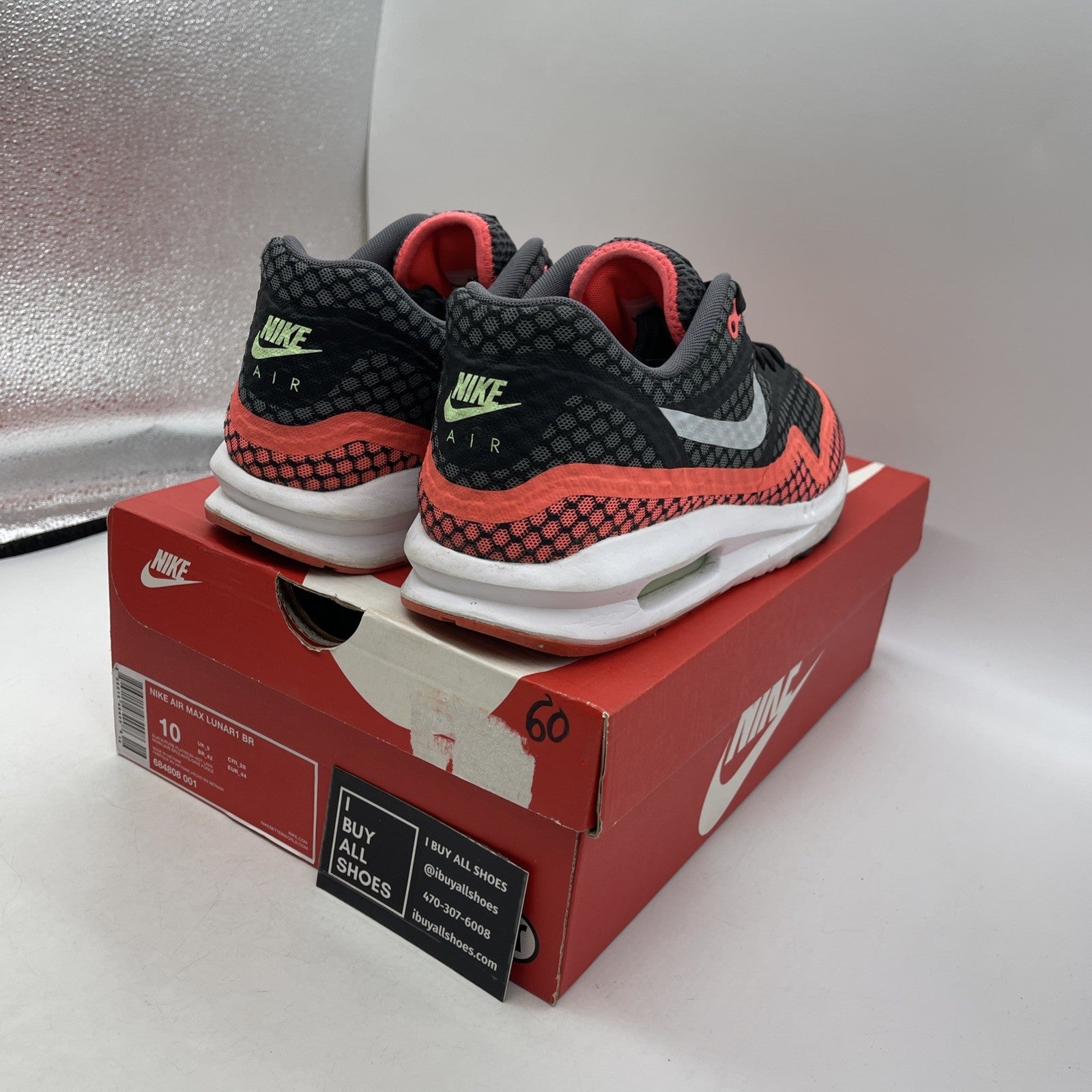 Size 10 - Nike Air Max Lunar 1 BR Black Lava 2015 (684808-001)
