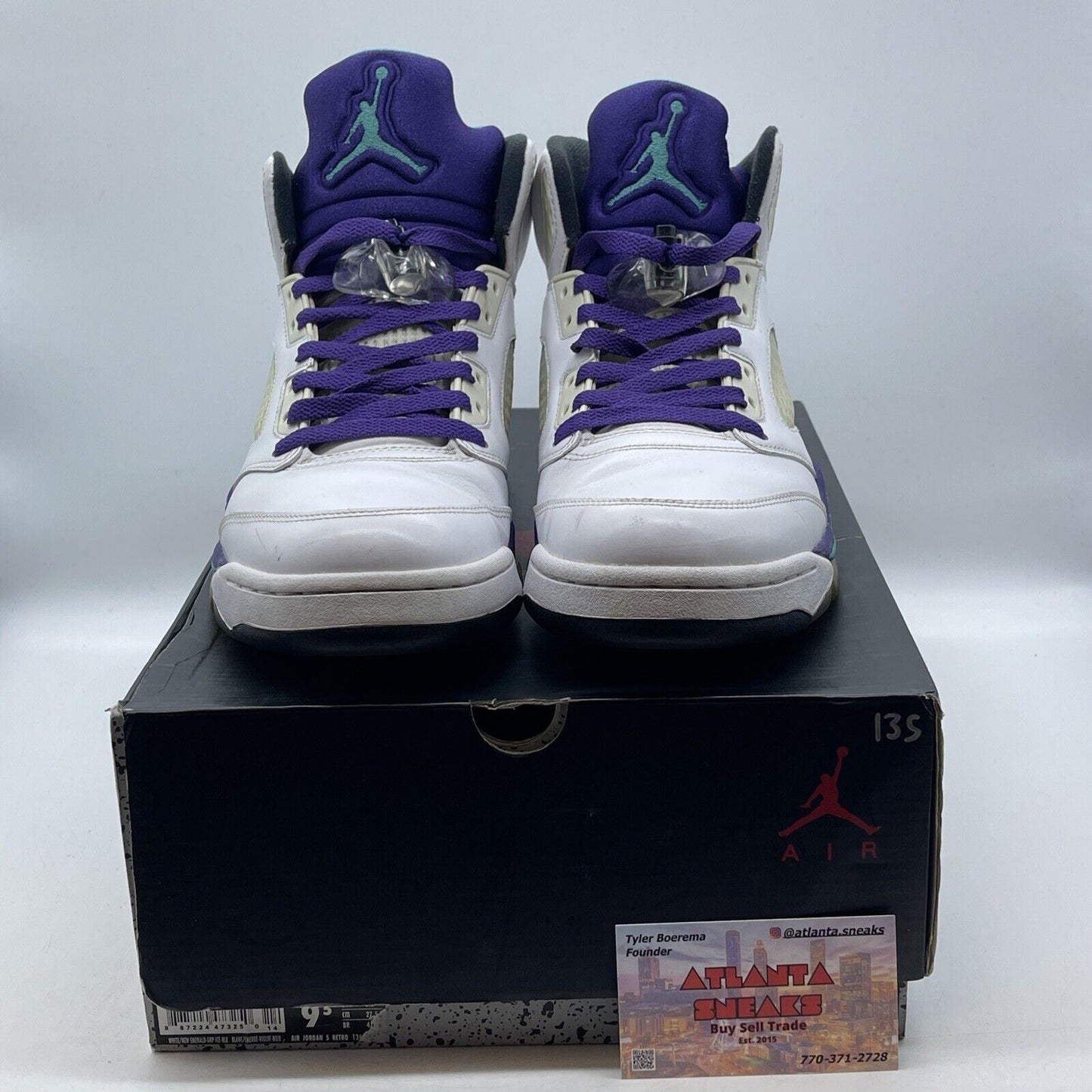 Size 9.5 - Jordan 5 Grape Purple Aqua Black White Leather (136027-108)