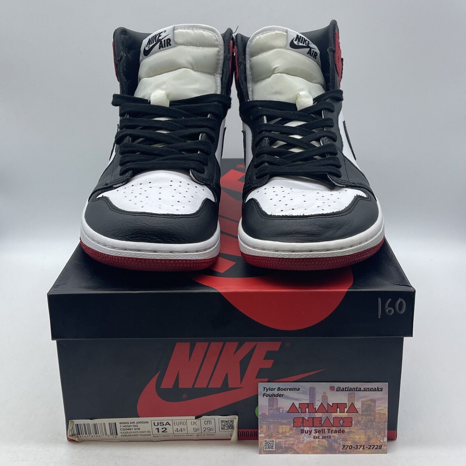 Size 12 W - Air Jordan 1 Retro High Satin Black Toe W White Red (CD0461-016)