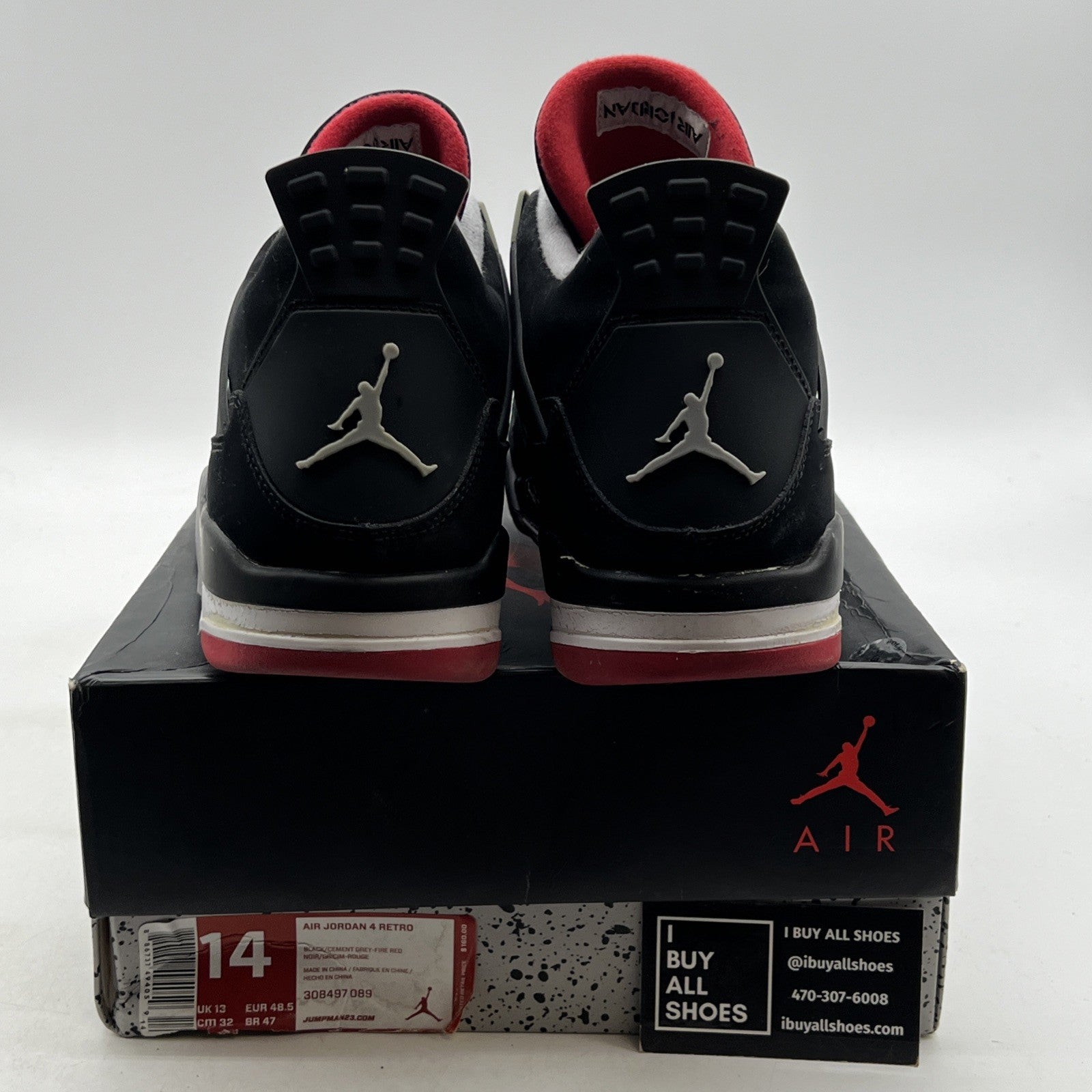 Size 14 - Air Jordan 4 Retro bred release 2012 (308497-089)