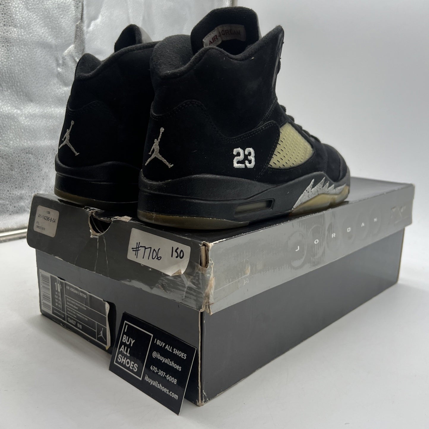 Size 10.5 - Air Jordan 5 Retro 2011 Black Metallic (136027-010)