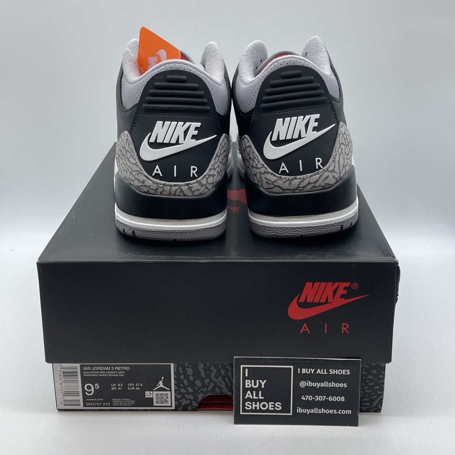 Size 9.5 - Air Jordan 3 Retro OG 2024 Black Cement Suede Leather (DN3707-010)