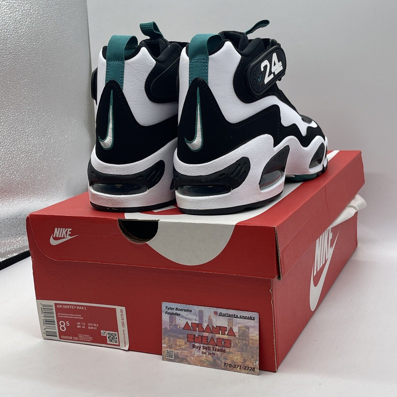 Size 8.5 - Nike Air Griffey Max 1 2021 Freshwater Black Suede White (DD8558-100)