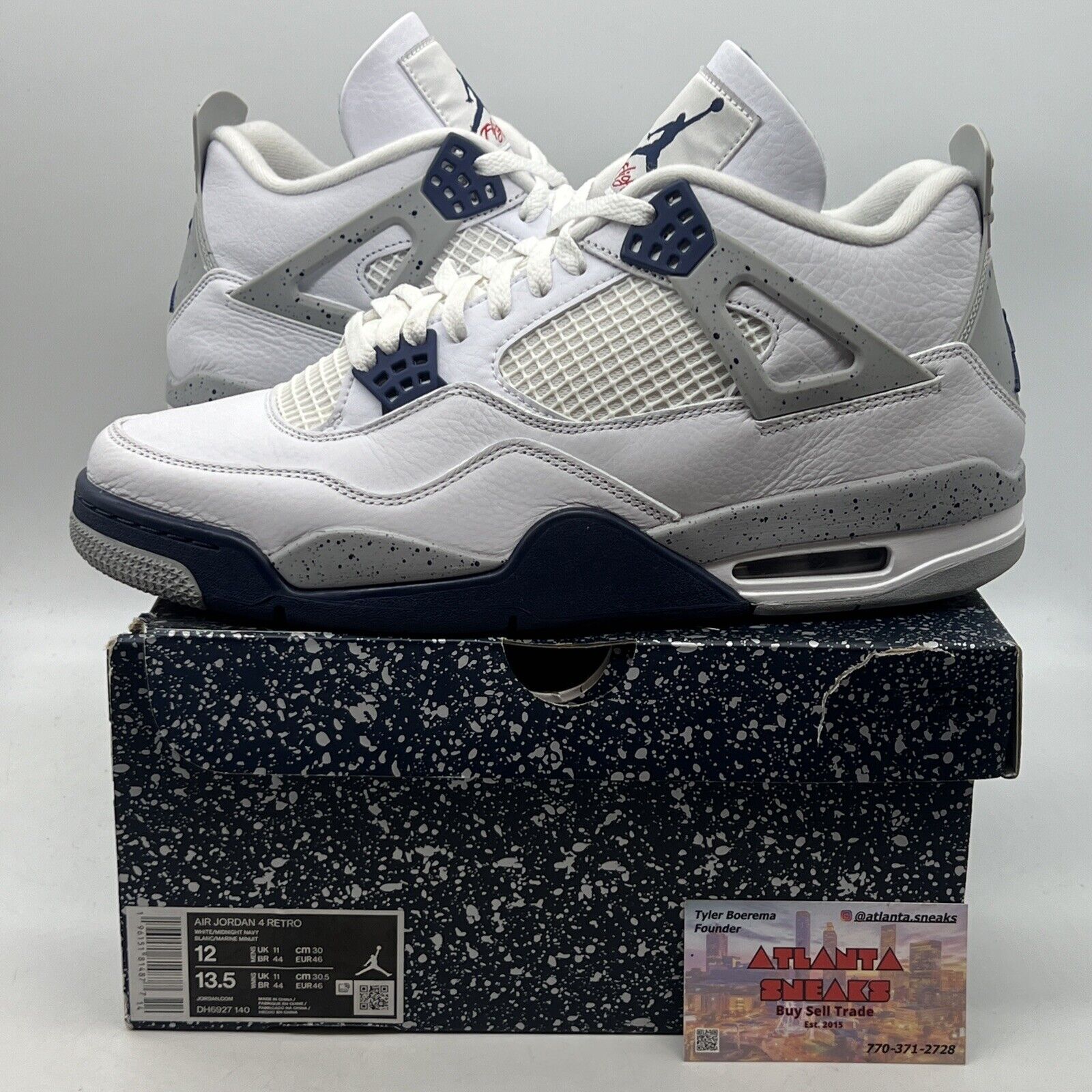 Size 12 - Jordan 4 Retro Mid Midnight Navy White Leather (DH6927-140)