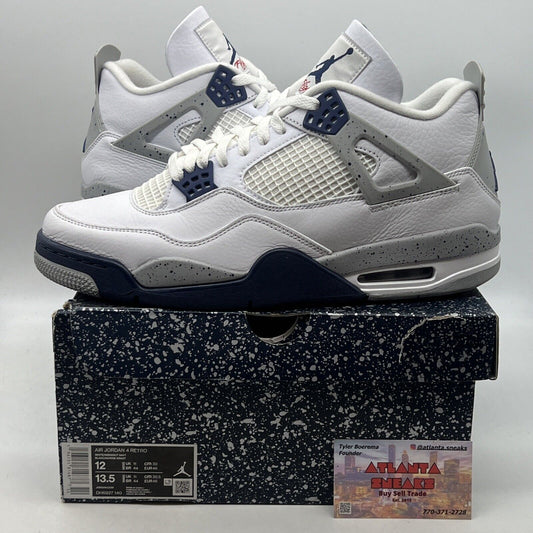 Size 12 - Jordan 4 Retro Mid Midnight Navy White Leather (DH6927-140)