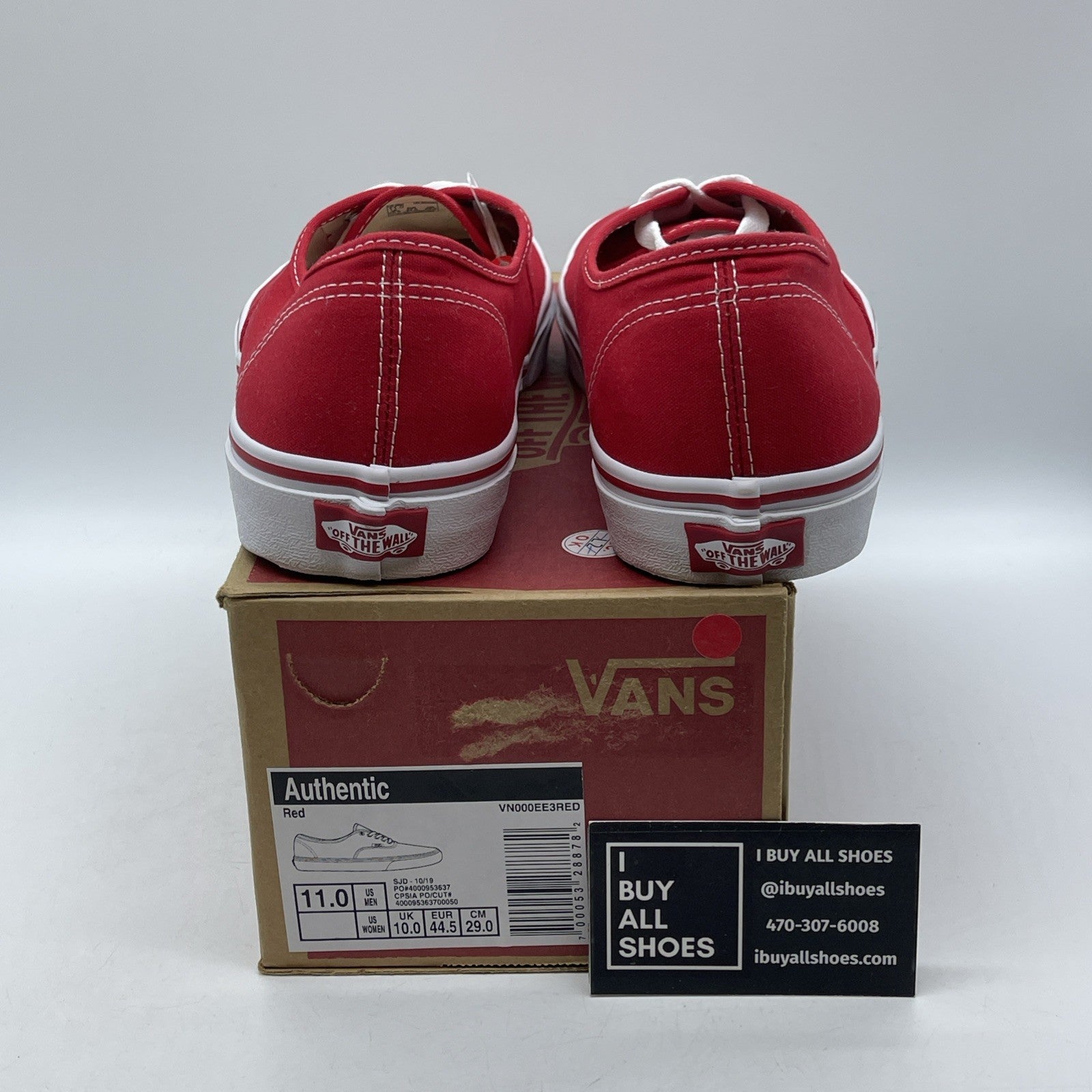 Size 11 - Vans core classic authentic Red White Suede (VN000EE3RED1)