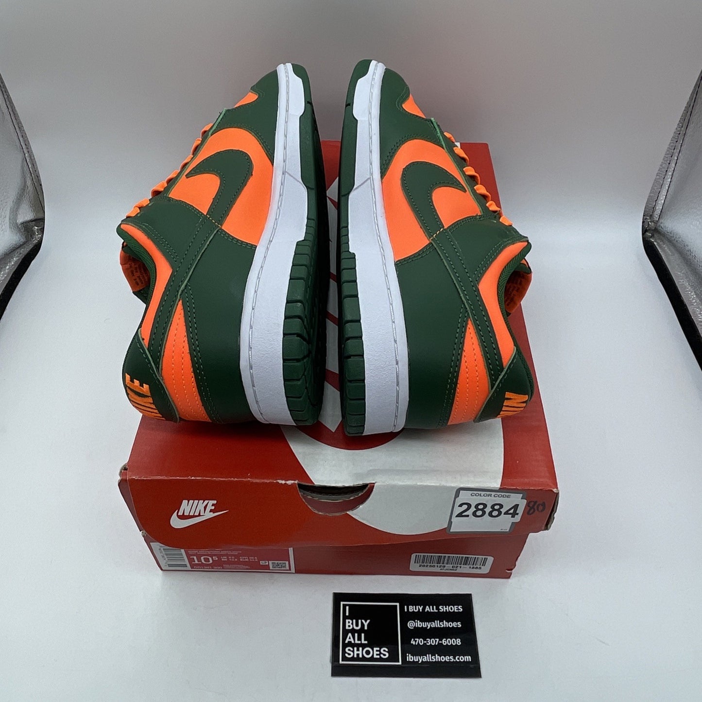 Size 10.5 - Nike Dunk Low Miami Hurricanes Green Orange Leather (DD1391-300)