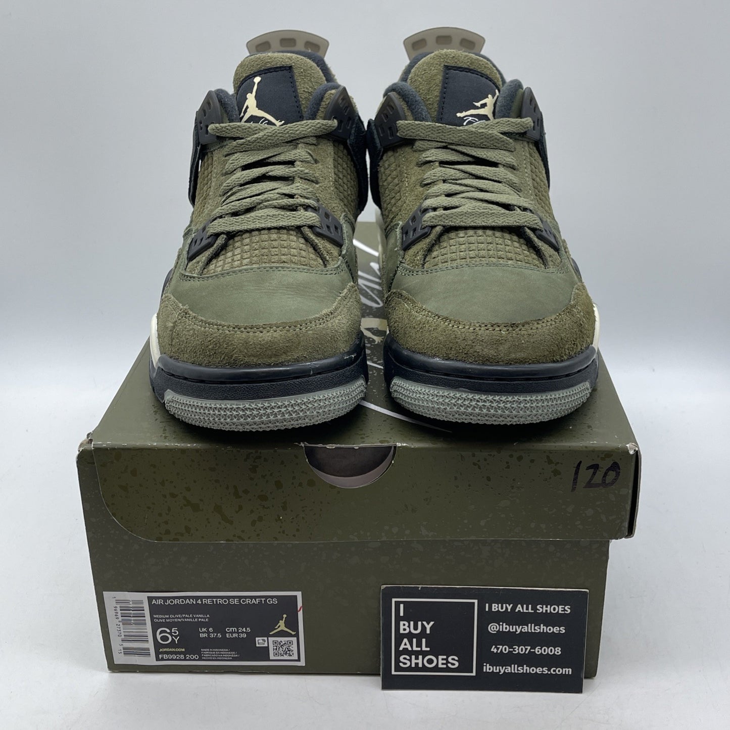 Size 6.5Y (GS) - Jordan 4 SE Retro Low Craft - Olive Black Suede (FB9928-200)