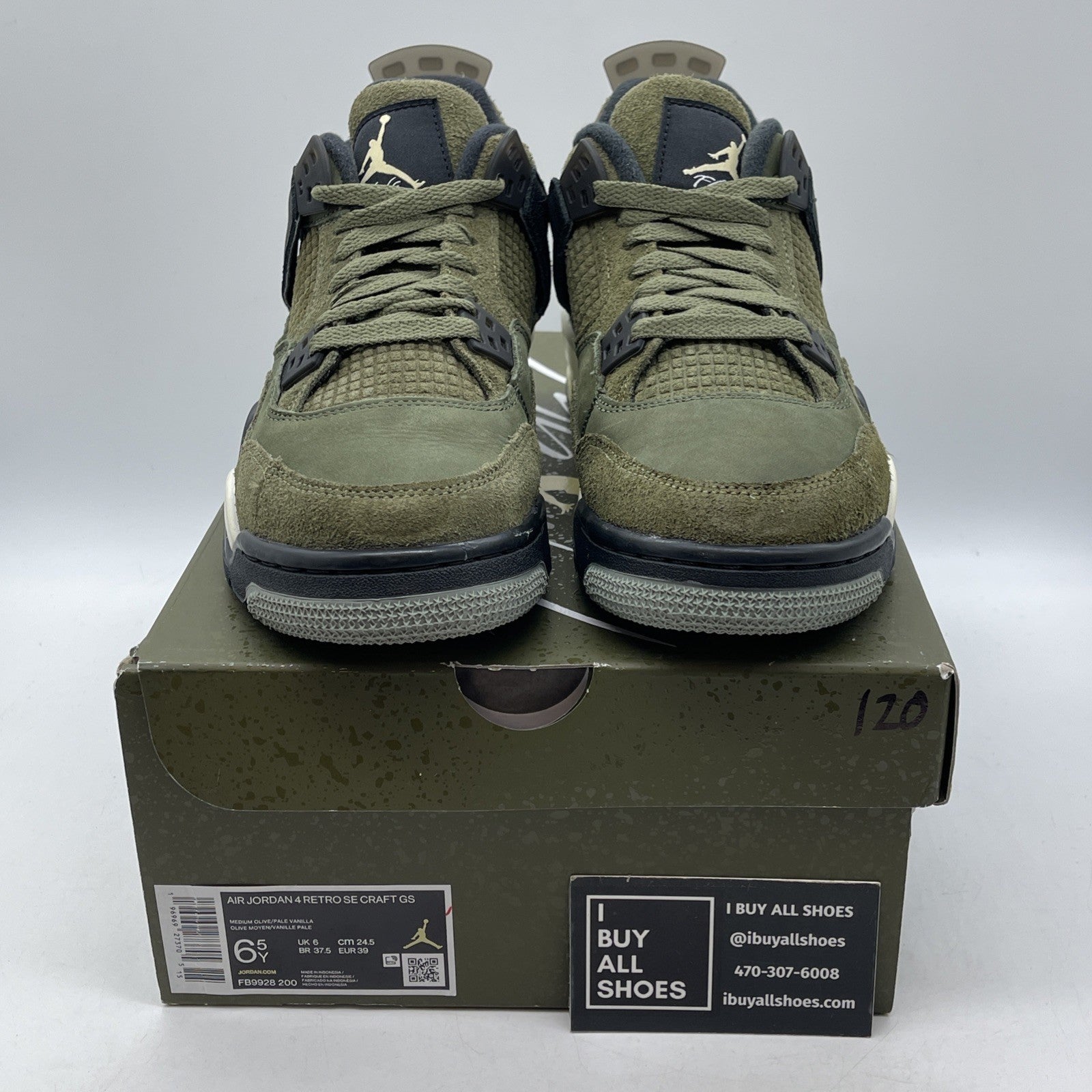 Size 6.5Y (GS) - Jordan 4 SE Retro Low Craft - Olive Black Suede (FB9928-200)