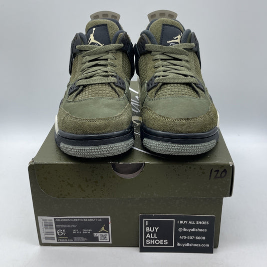 Size 6.5Y (GS) - Jordan 4 SE Retro Low Craft - Olive Black Suede (FB9928-200)