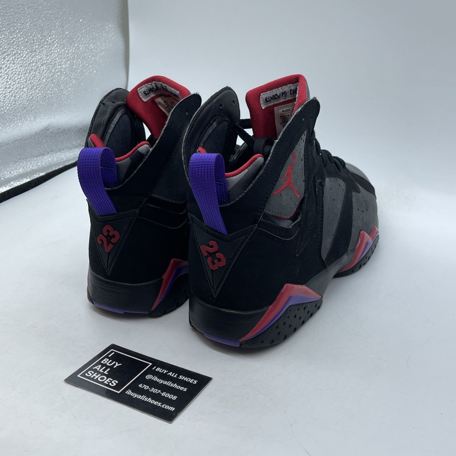 Size 10 - Air Jordan 7 Retro 2002 Raptor Black Red Grey Suede (304775-043)