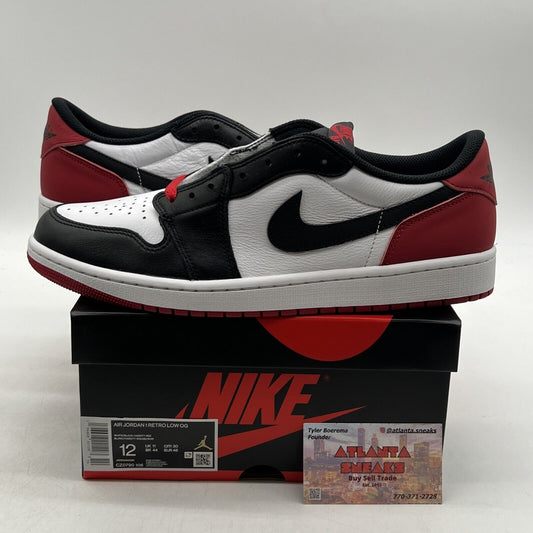 Size 12 - Air Jordan 1 Retro OG Low Black Toe Leather Red White  (CZ0790-106)