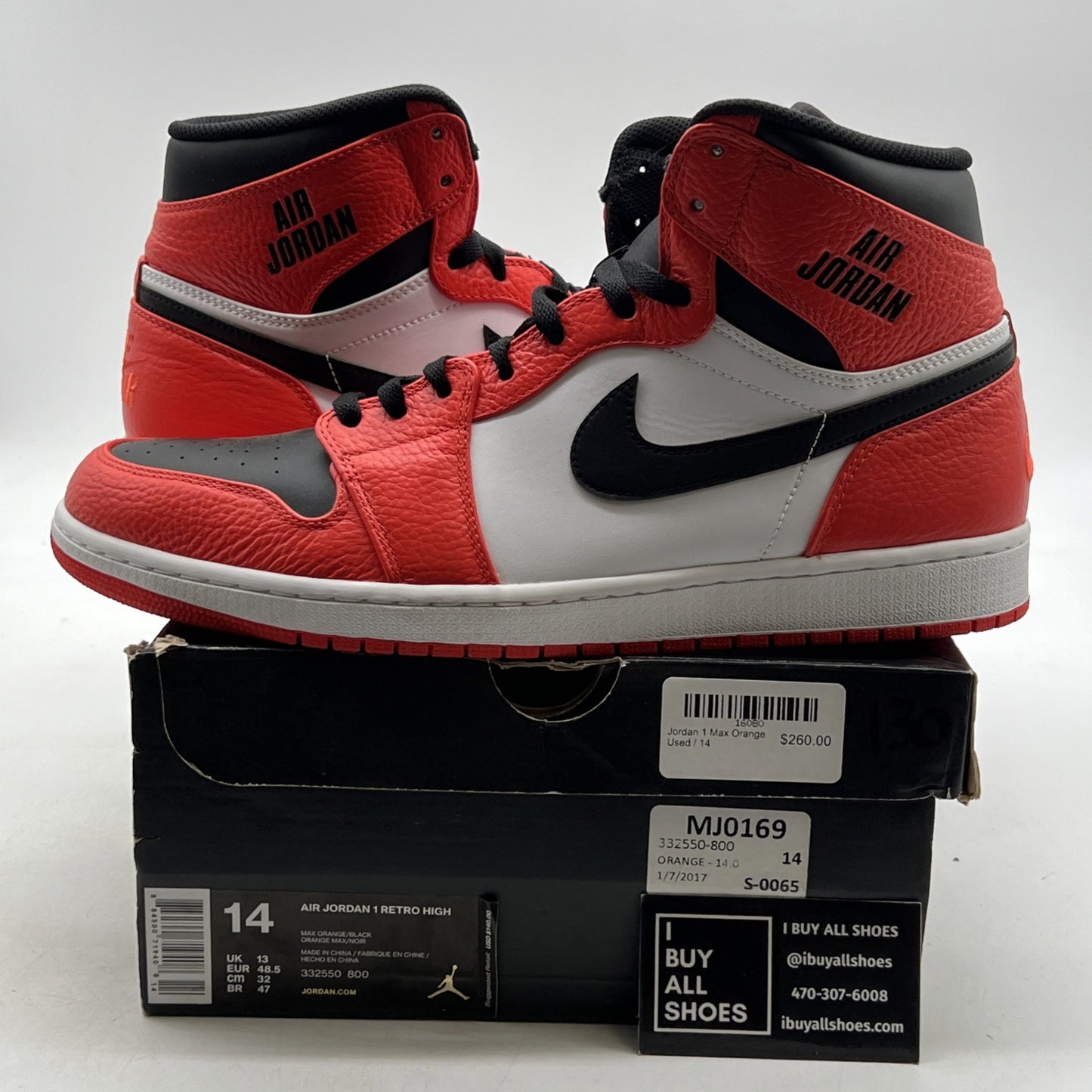 Size 14 - Air Jordan 1 Retro High Rare Air - Max Orange (332550-800)