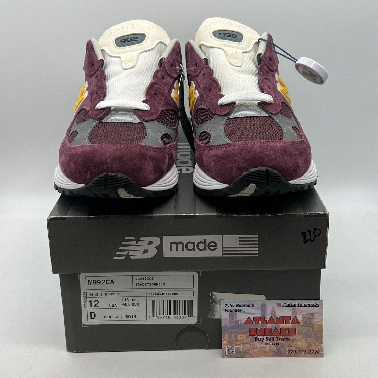 New Balance 992 Made In USA Burgundy Gold White (M992CA) Men’s Sneakers Size 12