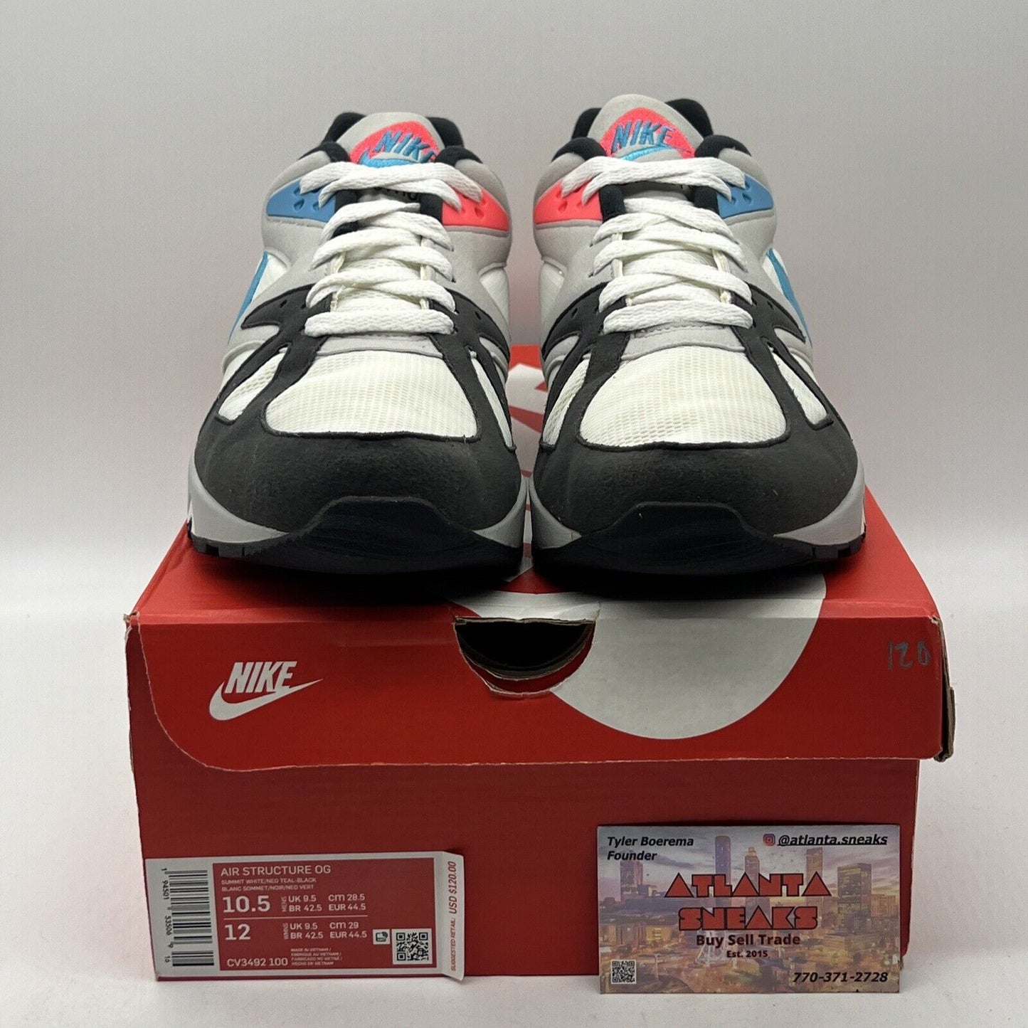 Size 10.5 - Nike Air Structure Triax 91 OG 2021 Neo Teal Grey White Black