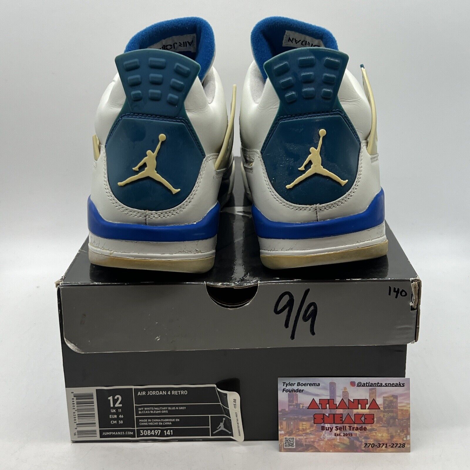 Size 12 - Air Jordan 4 Retro 2006 Military Blue White Leather (308497-141)