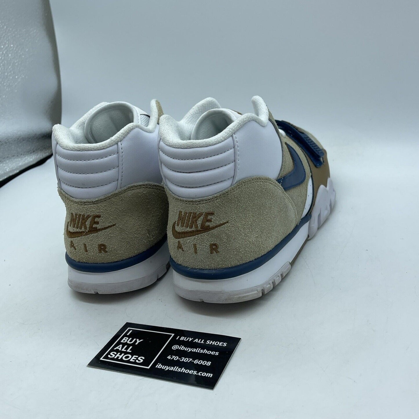 Size 10 - Nike Air Trainer 1 Mid Ale Brown White Blue Suede Leather (DM0522-200)