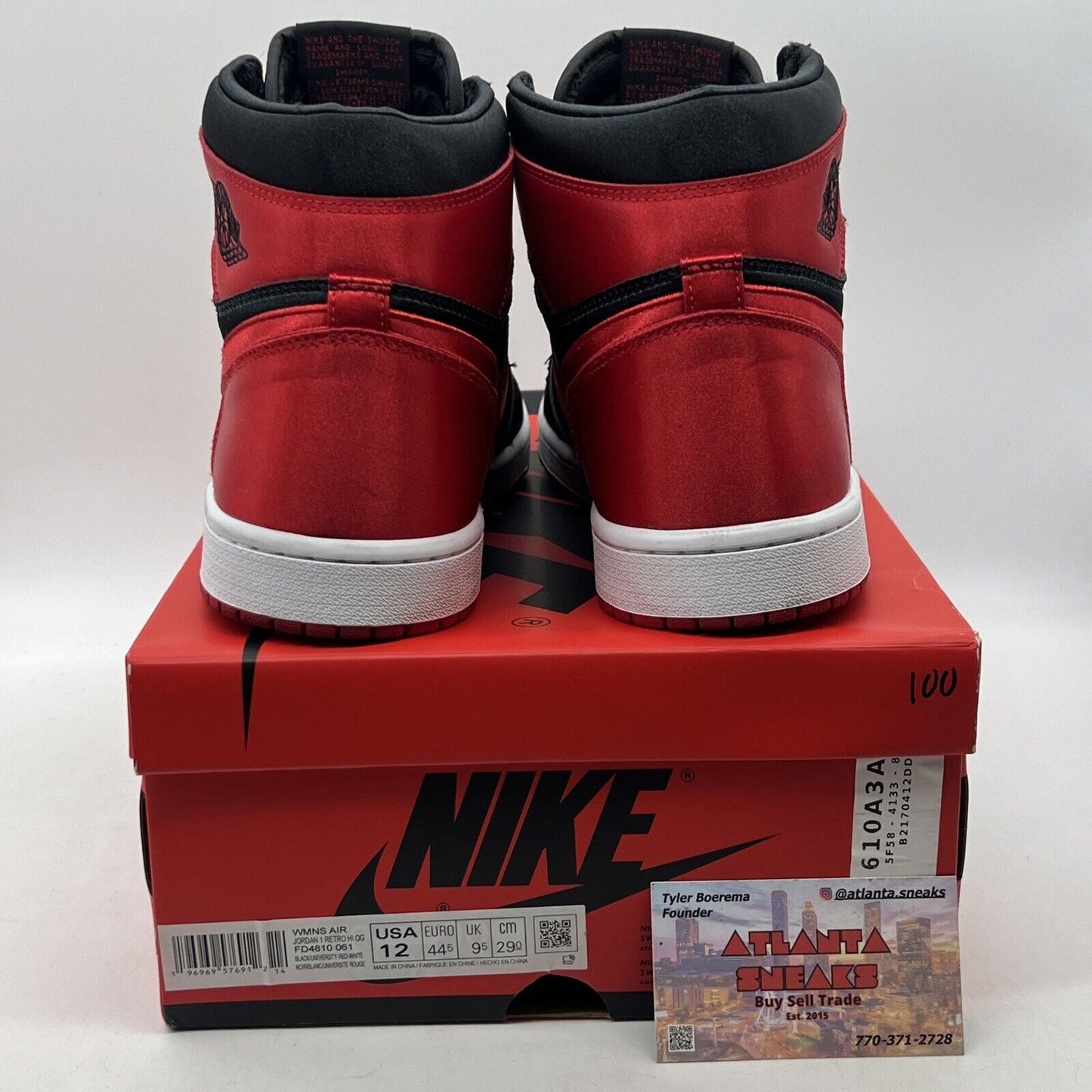 Size 12 - Air Jordan 1 Retro OG 2023 High Satin Bred W Black White (FD4810-061)