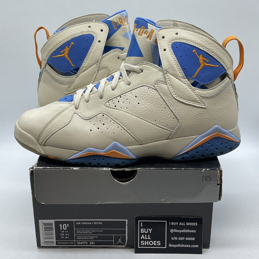 Size 10.5 - Air Jordan 7 Retro Pacific Blue Tan Leather (304775-281)
