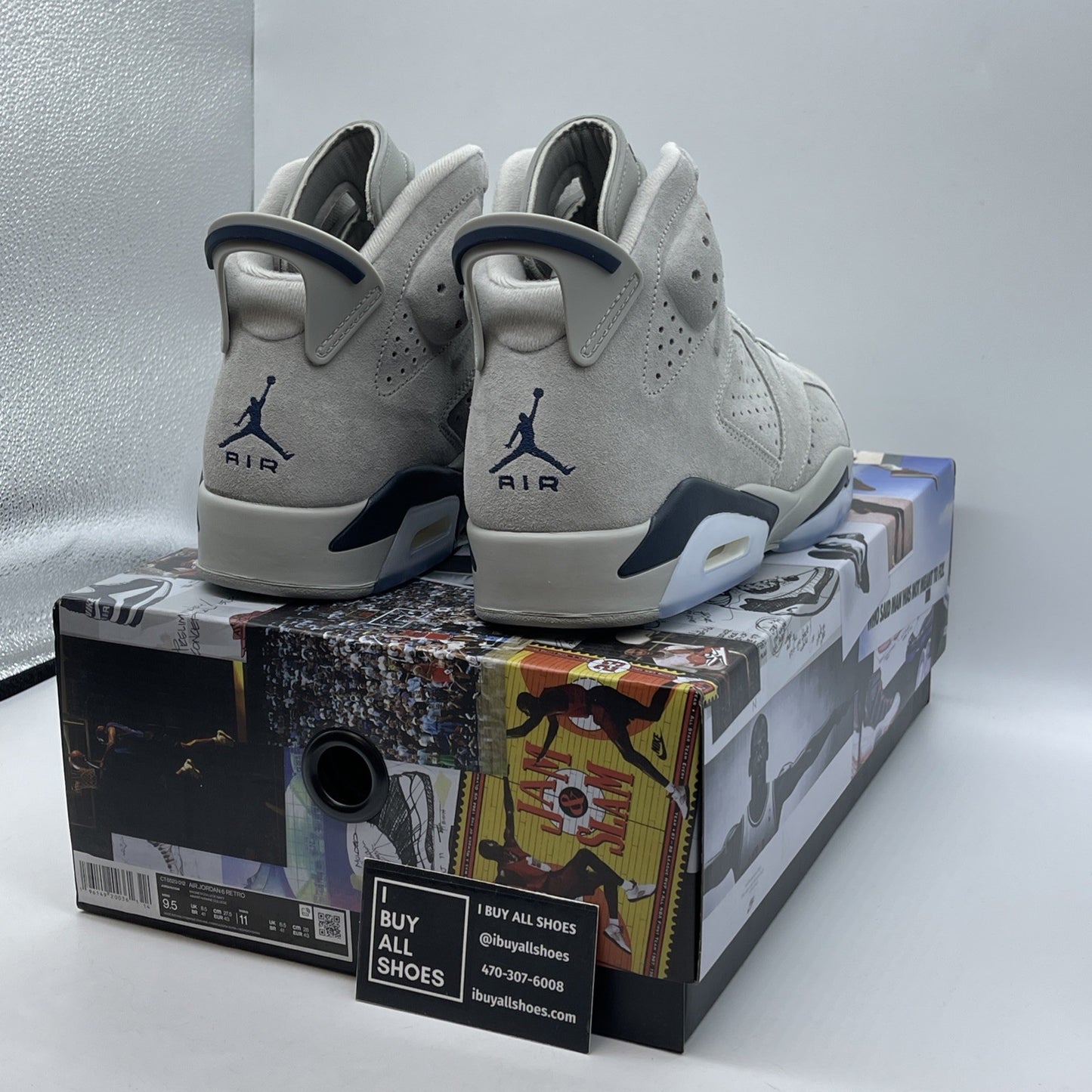 Size 9.5 - Jordan 6 Retro Mid Georgetown Grey Blue Suede (CT8529-012)
